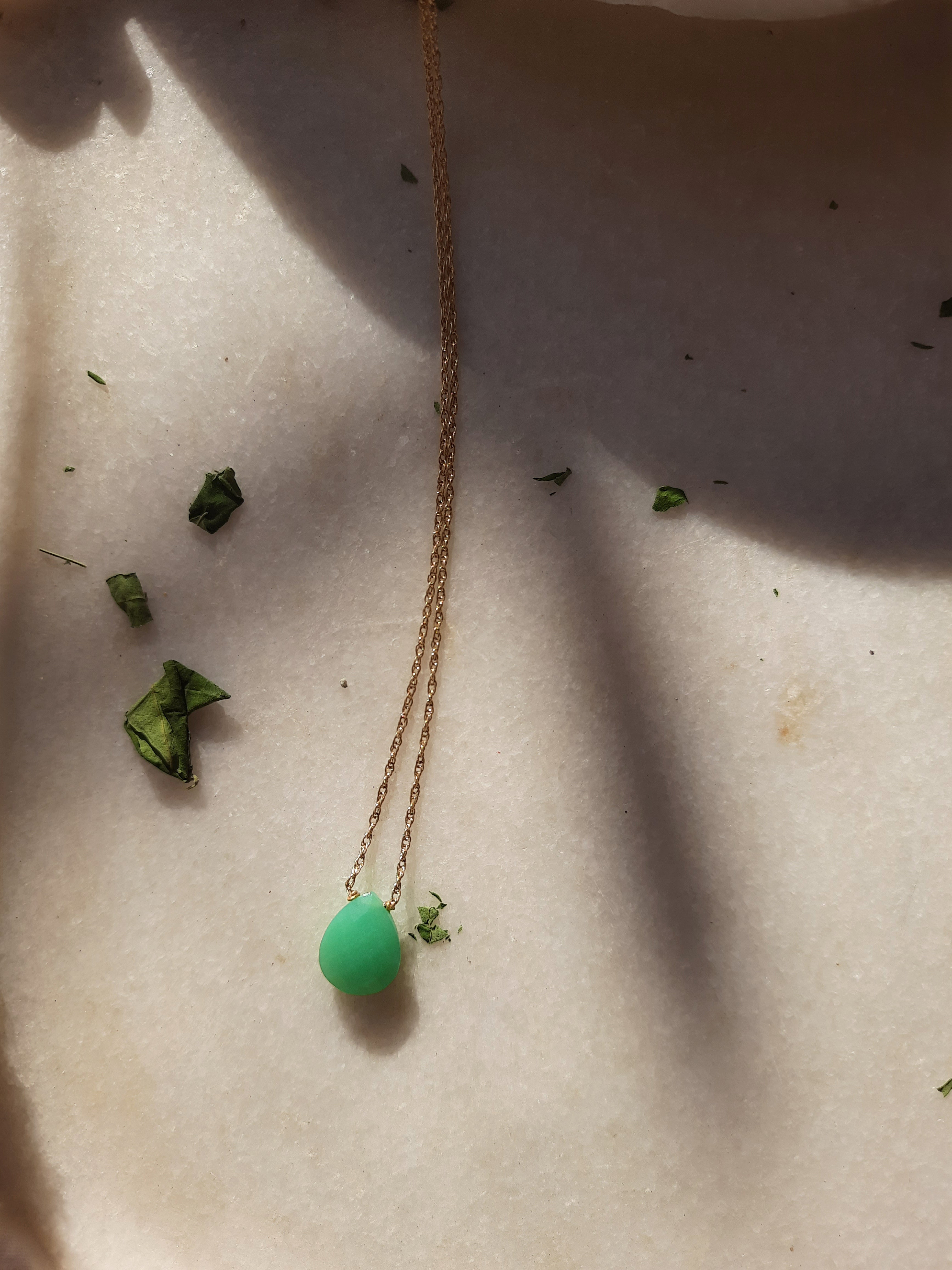 iyate - Chrysoprase Almond Drop Pendant