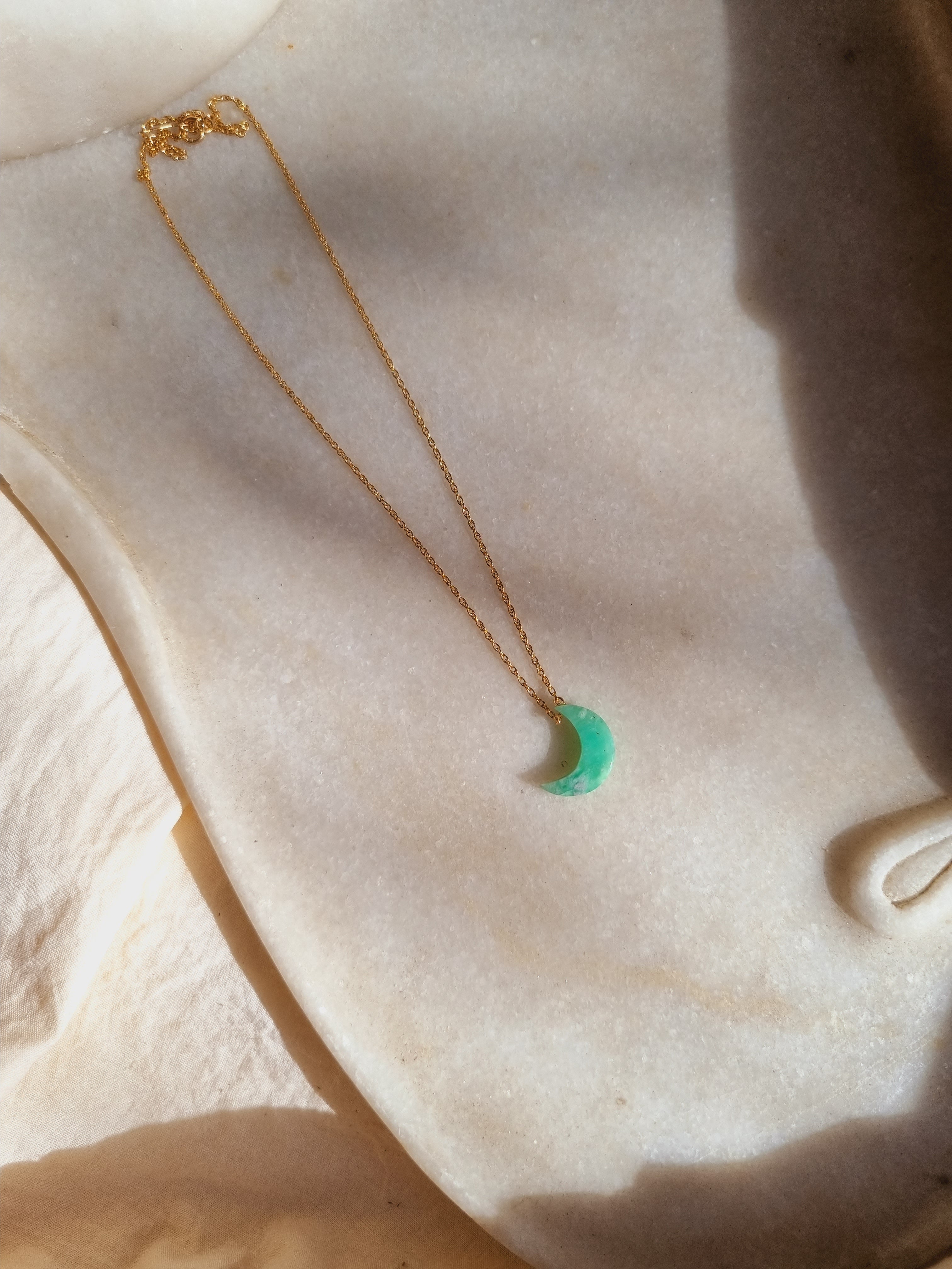 adhva - Chrysoprase Luna Pendant