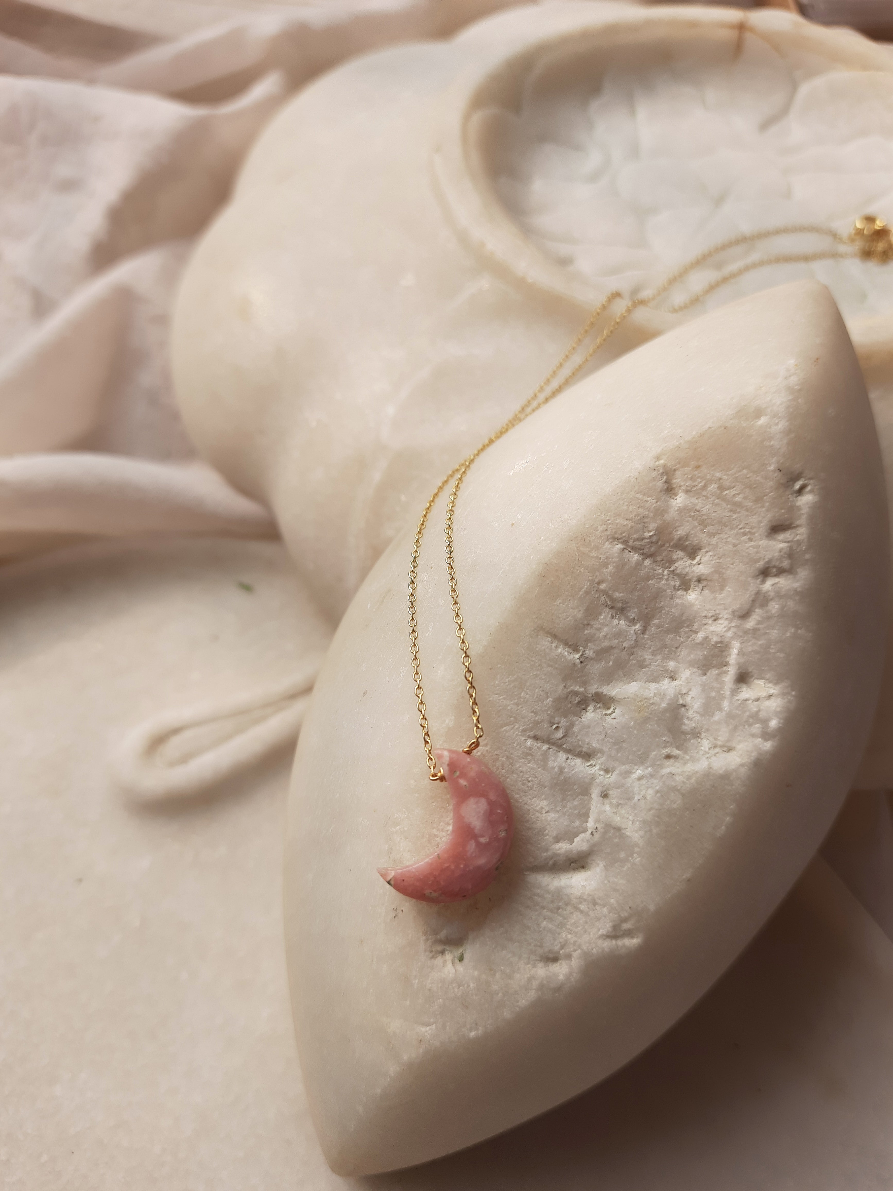 adhva - Pink Opal Luna Pendant