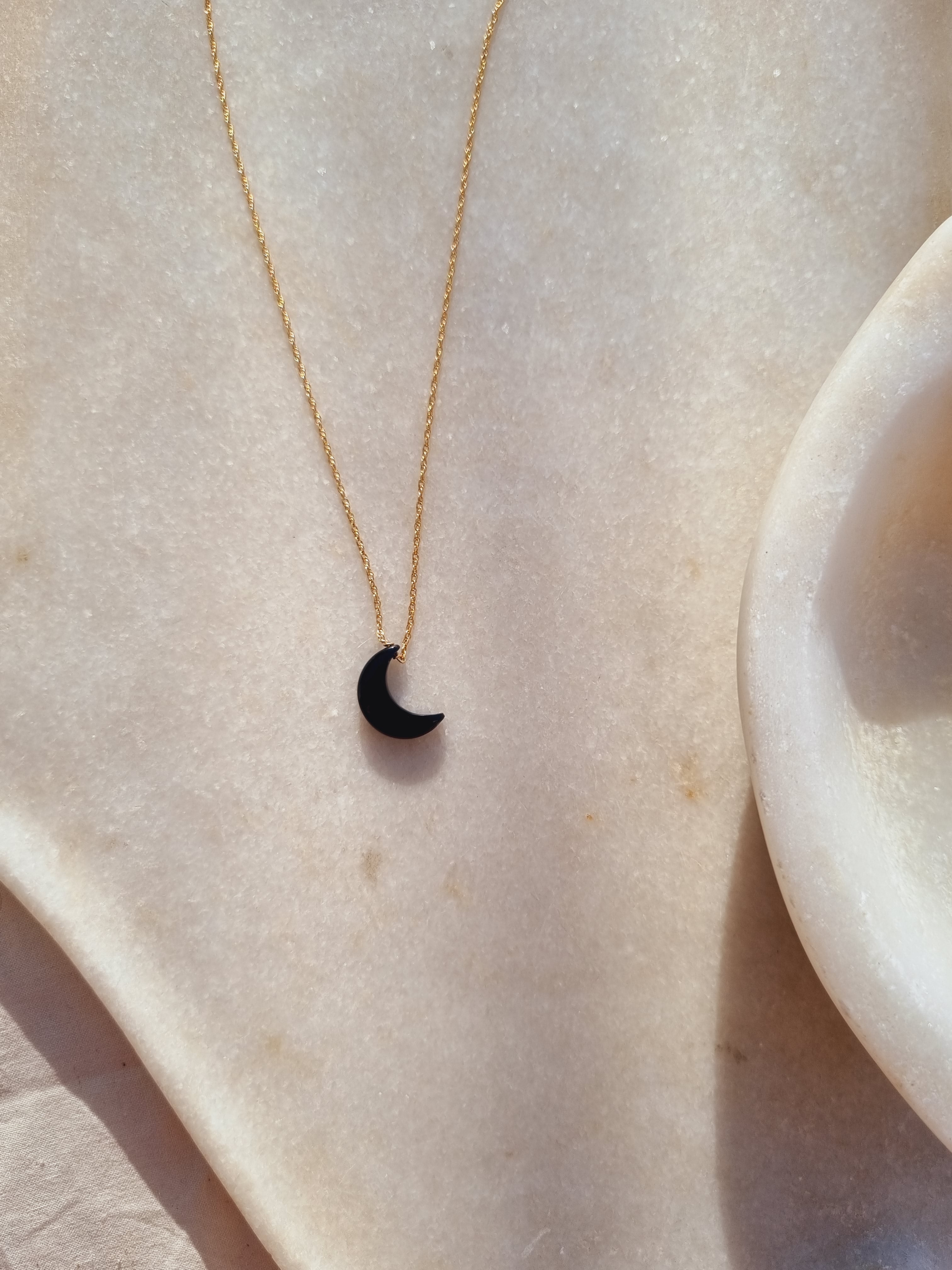 adhva - Black Onyx Luna Pendant