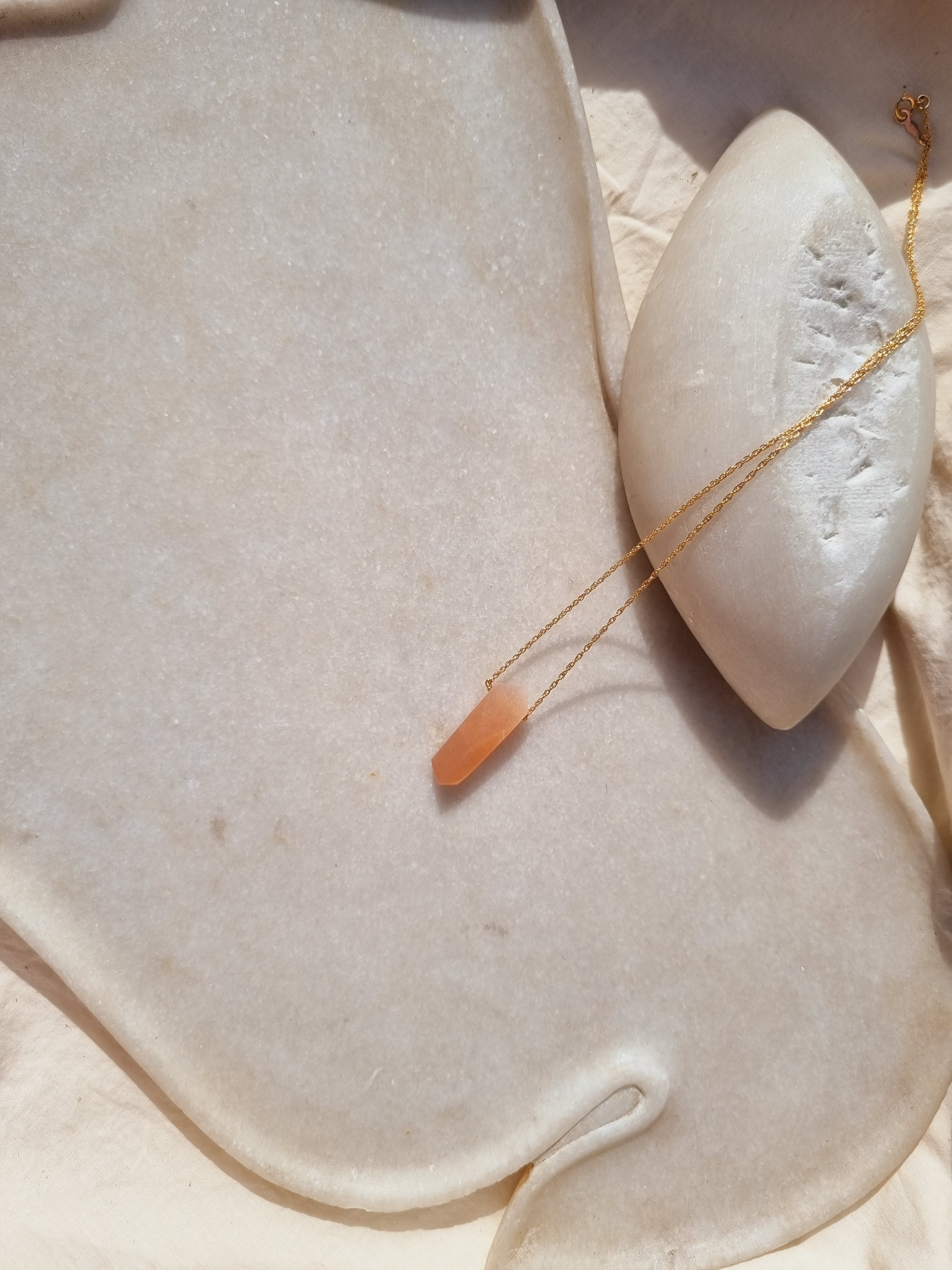 avya - Peach Moonstone Bullet Pendant