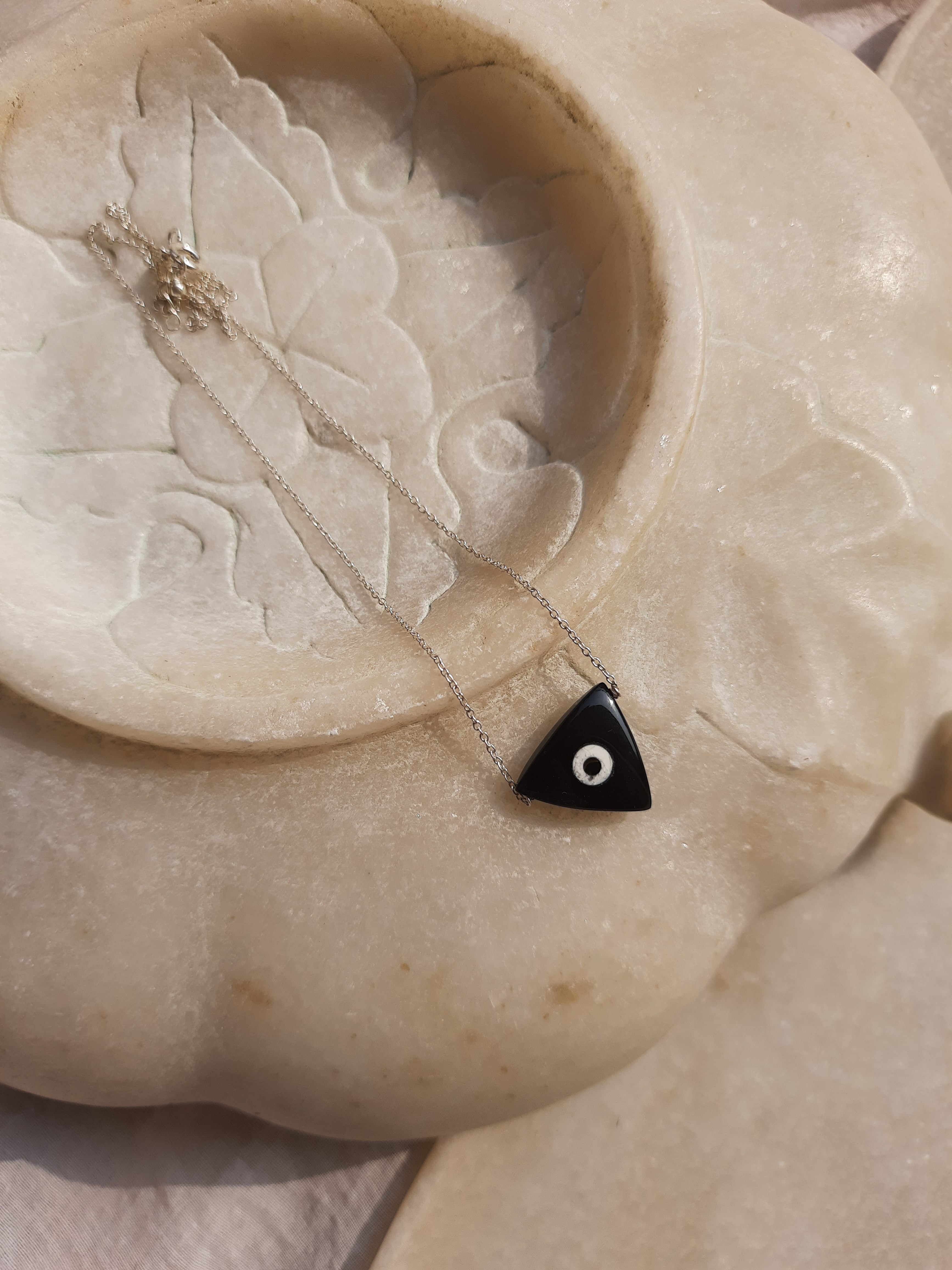 nirva - Black Onyx Tikona Evil Eye Pendant