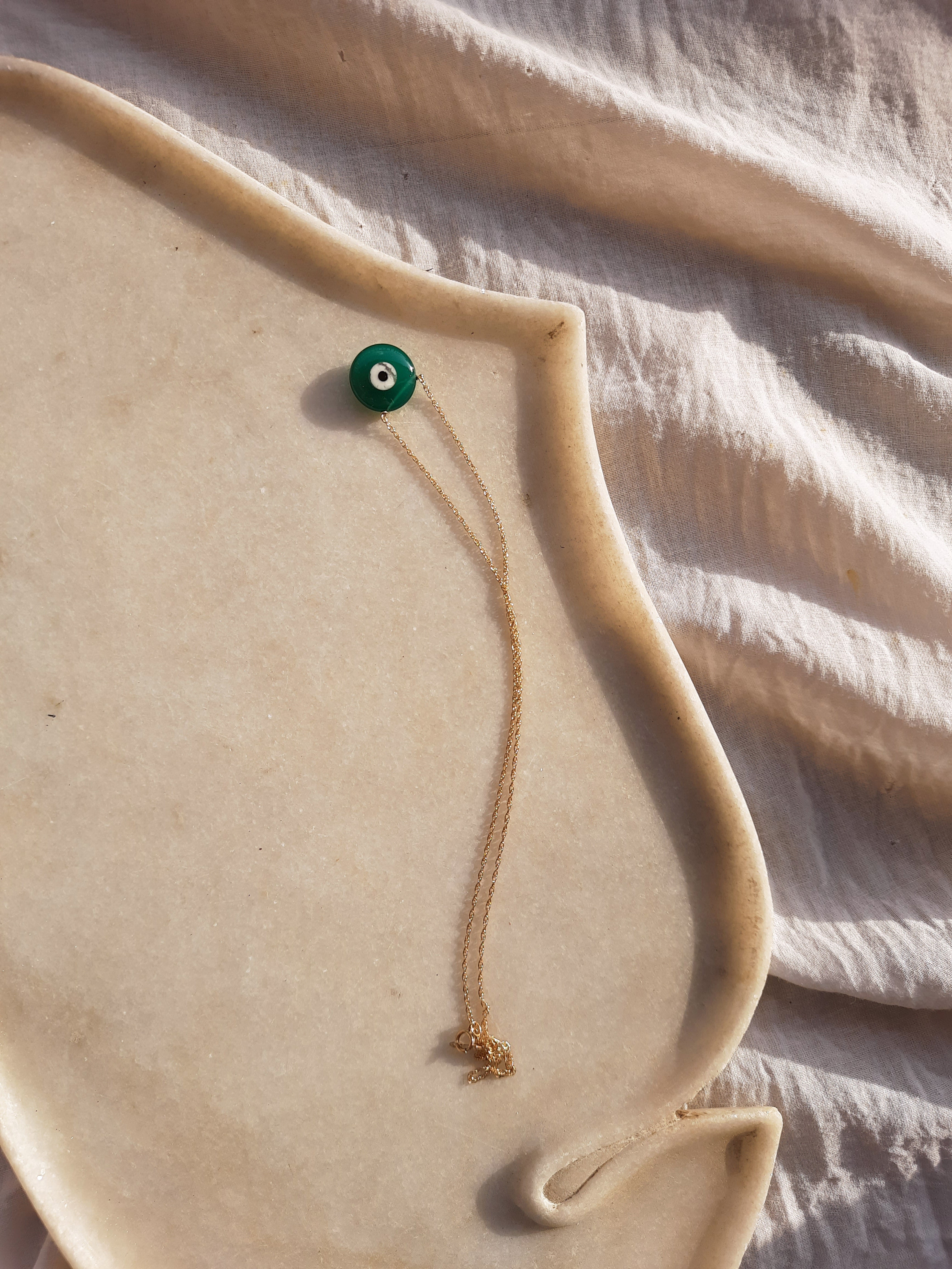 abhya - Green Onyx Evil Eye Pendant