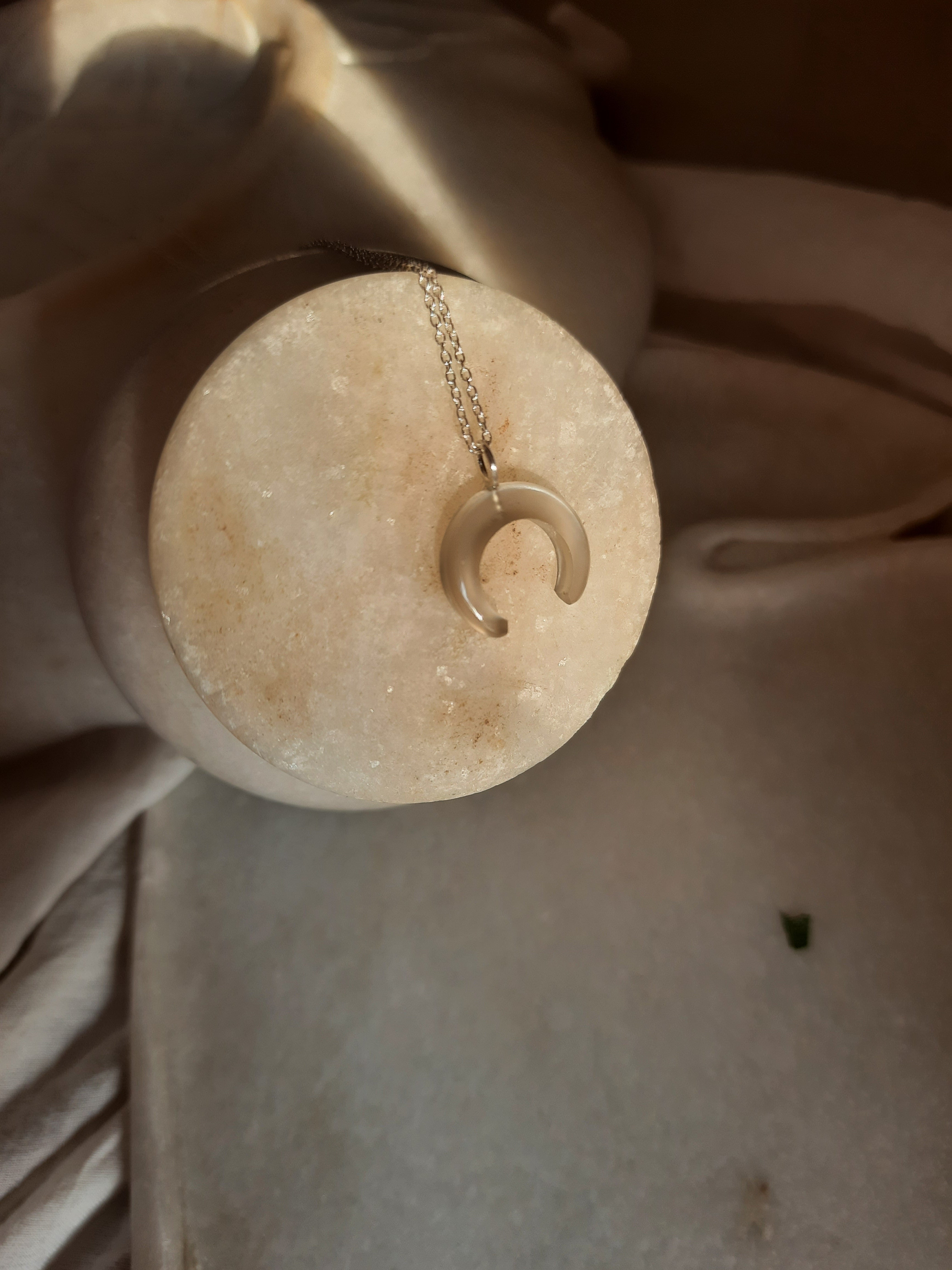 koka -  Grey Moonstone Crescent Pendant