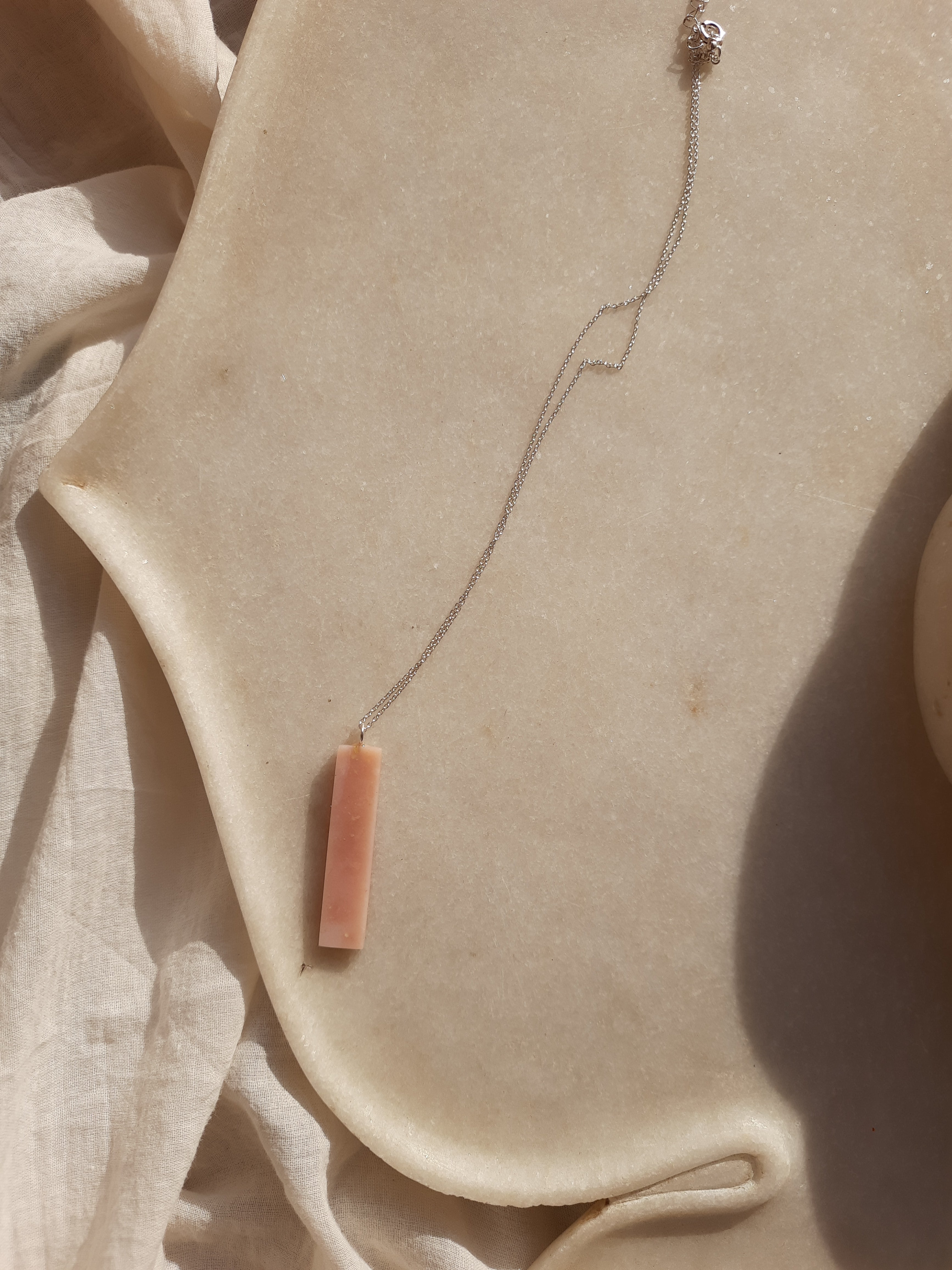 mars - Pink Opal Long Bar Pendant