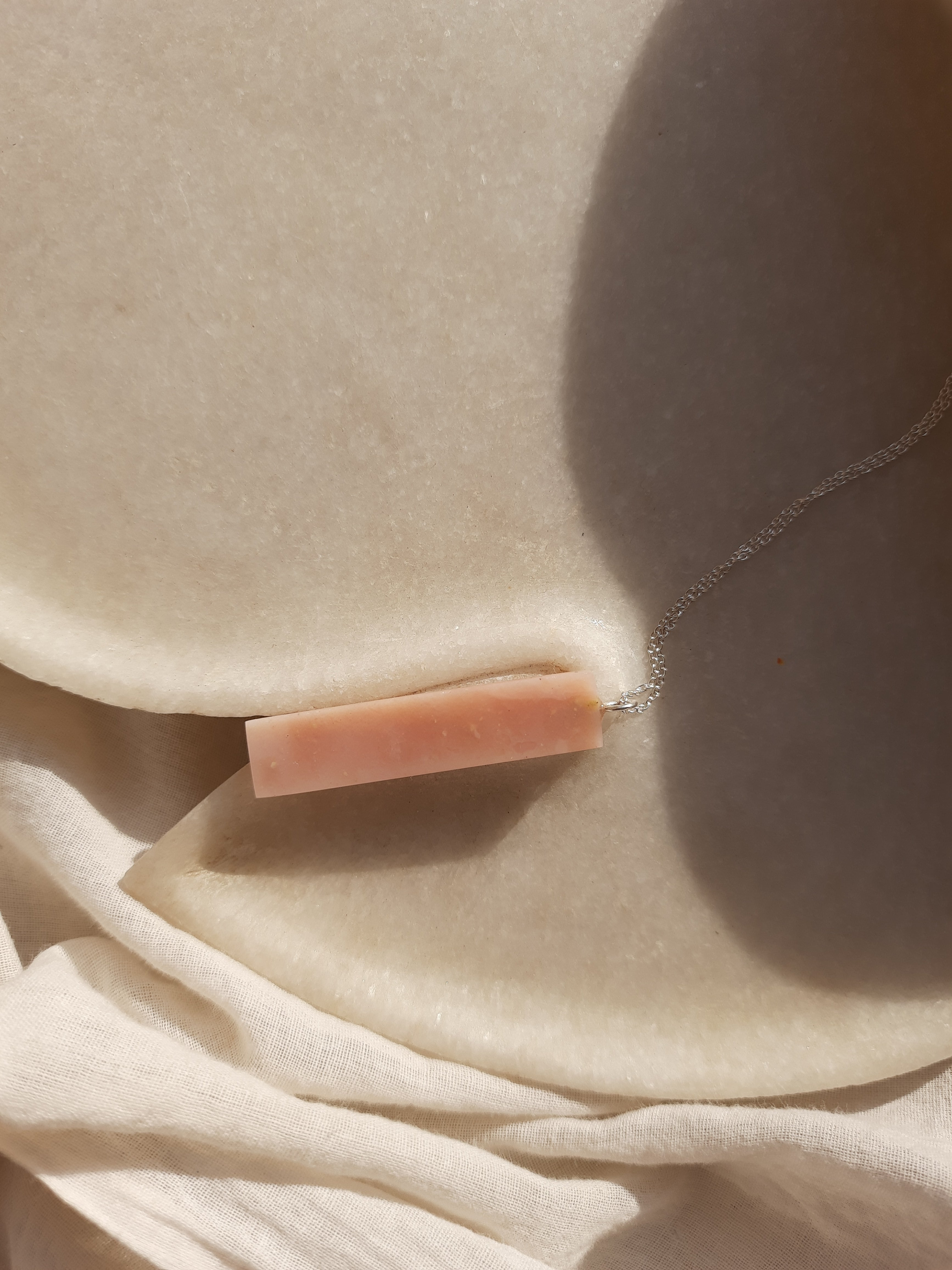 mars - Pink Opal Long Bar Pendant