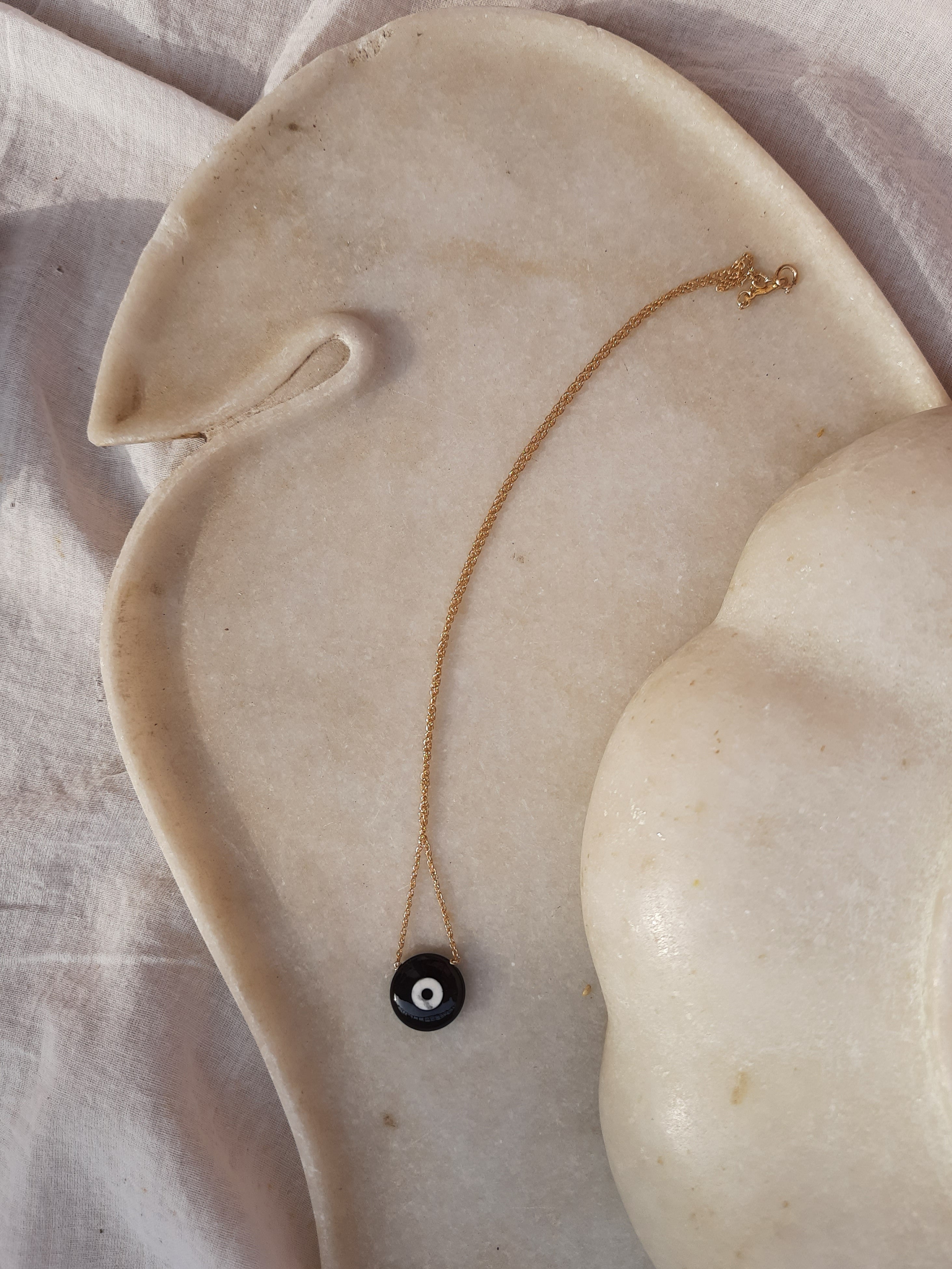 vedava - Black Onyx Evil Eye Pendant