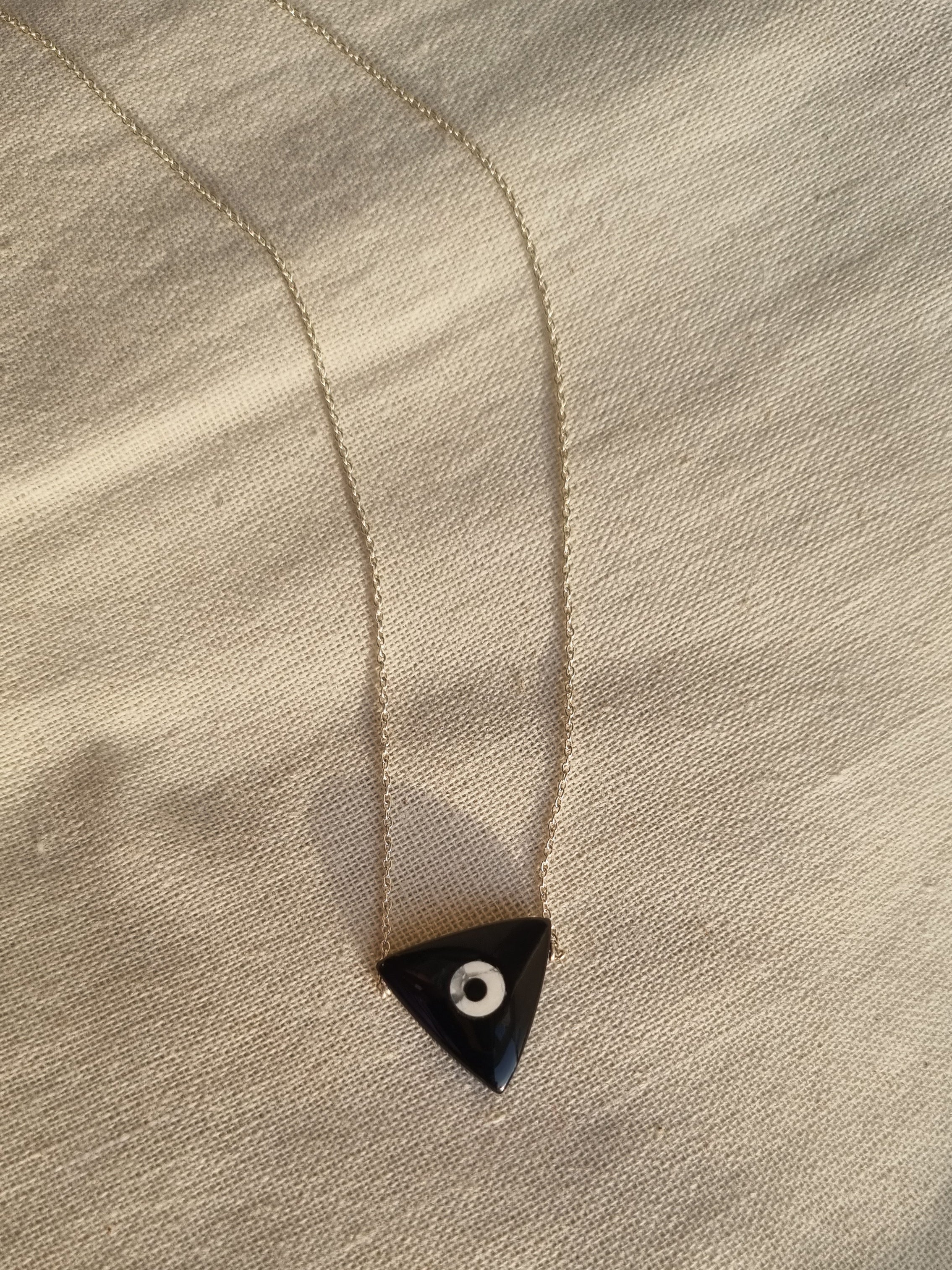 nirva - Black Onyx Tikona Evil Eye Pendant