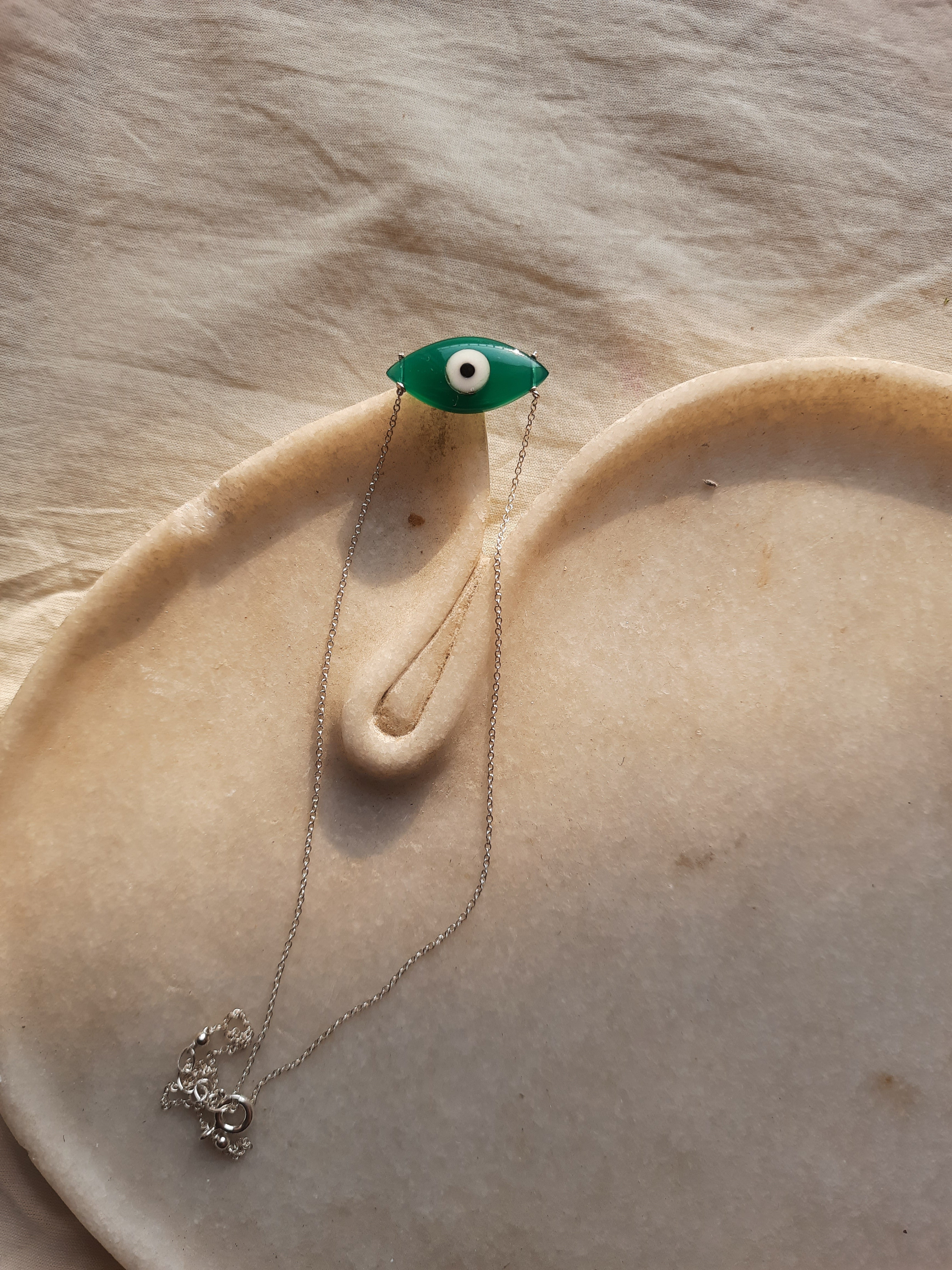 edav - Green Onyx Marquise Evil Eye Pendant