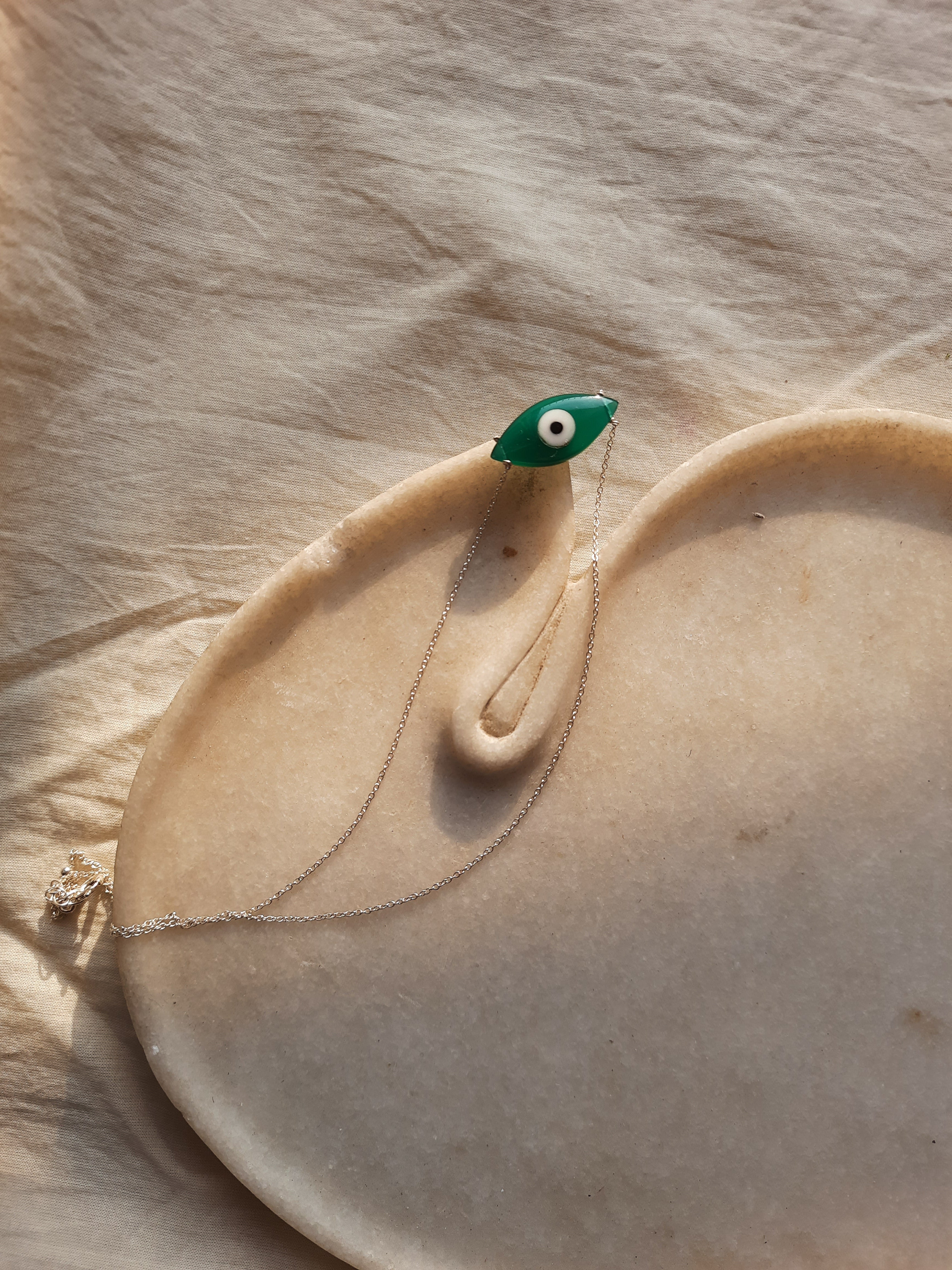 edav - Green Onyx Marquise Evil Eye Pendant