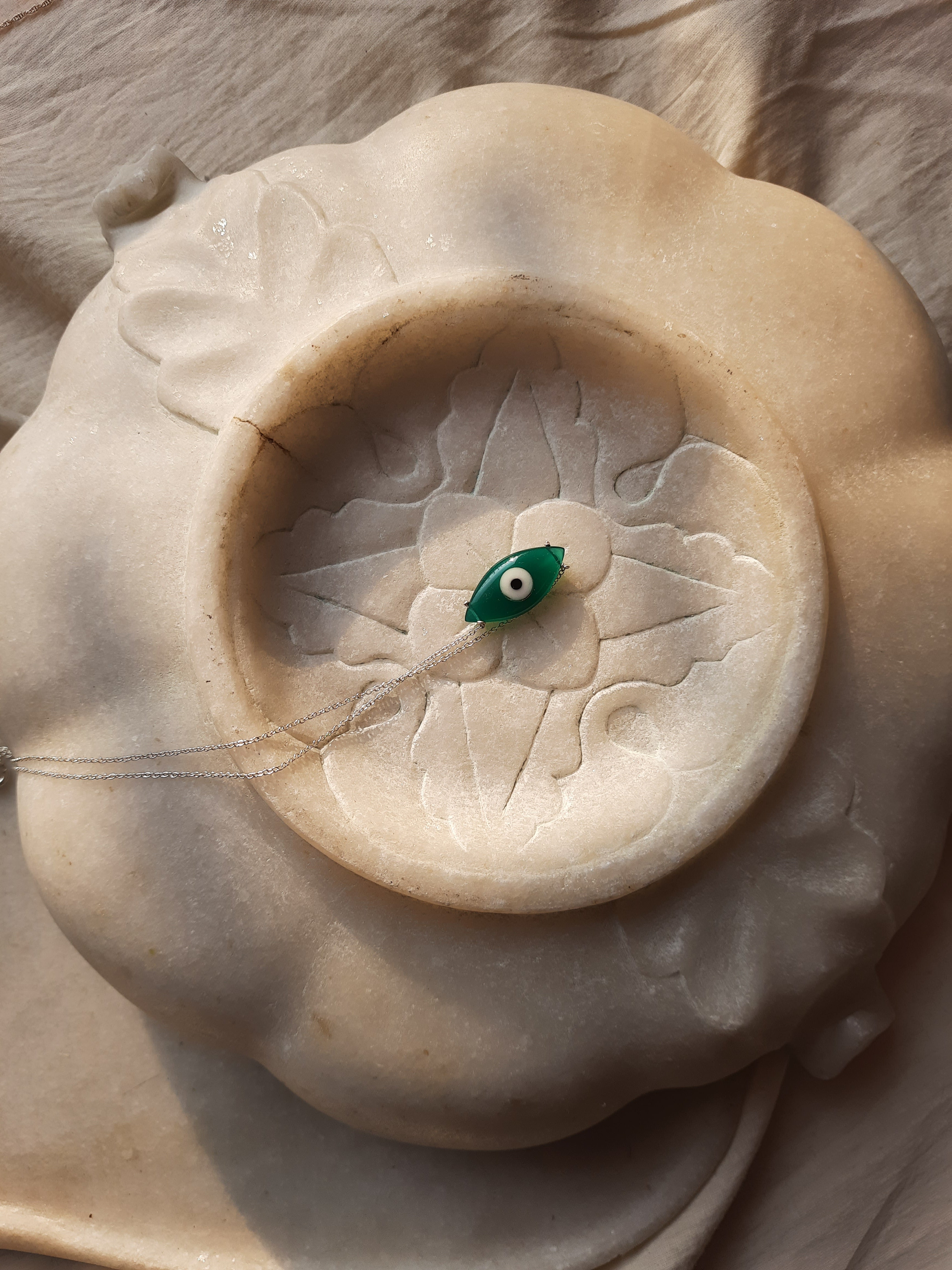 edav - Green Onyx Marquise Evil Eye Pendant