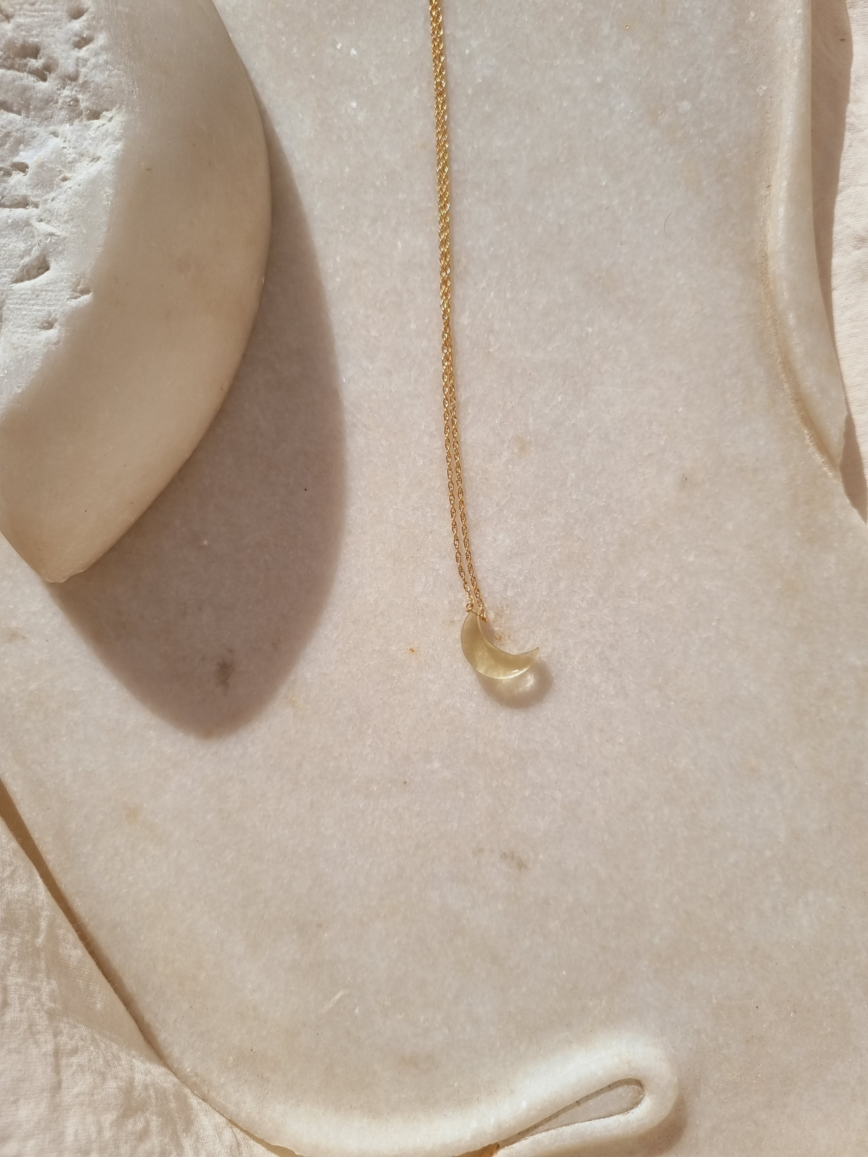 adhva - Lemon Quartz Luna Pendant