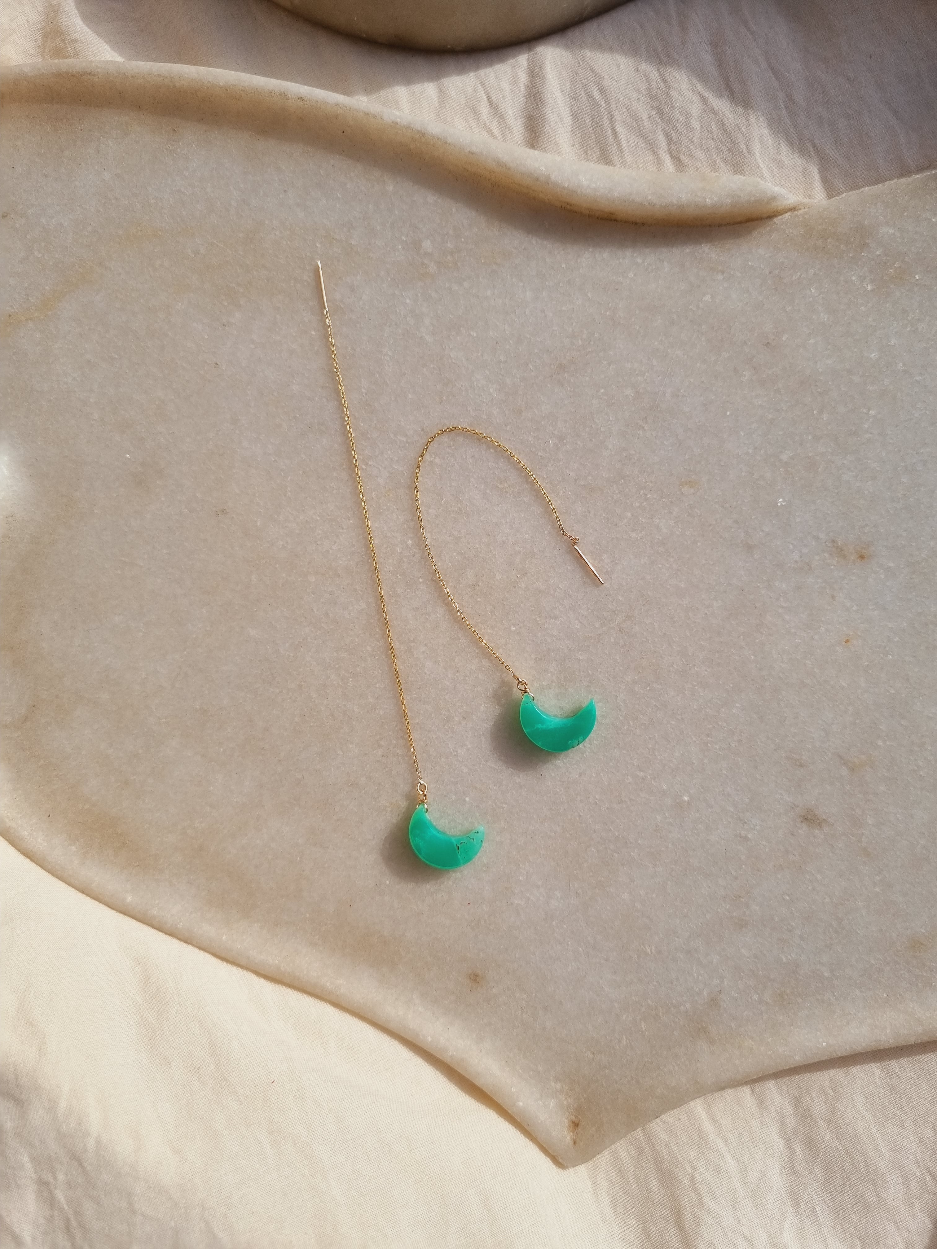 uyam - Chrysoprase Luna Earrings