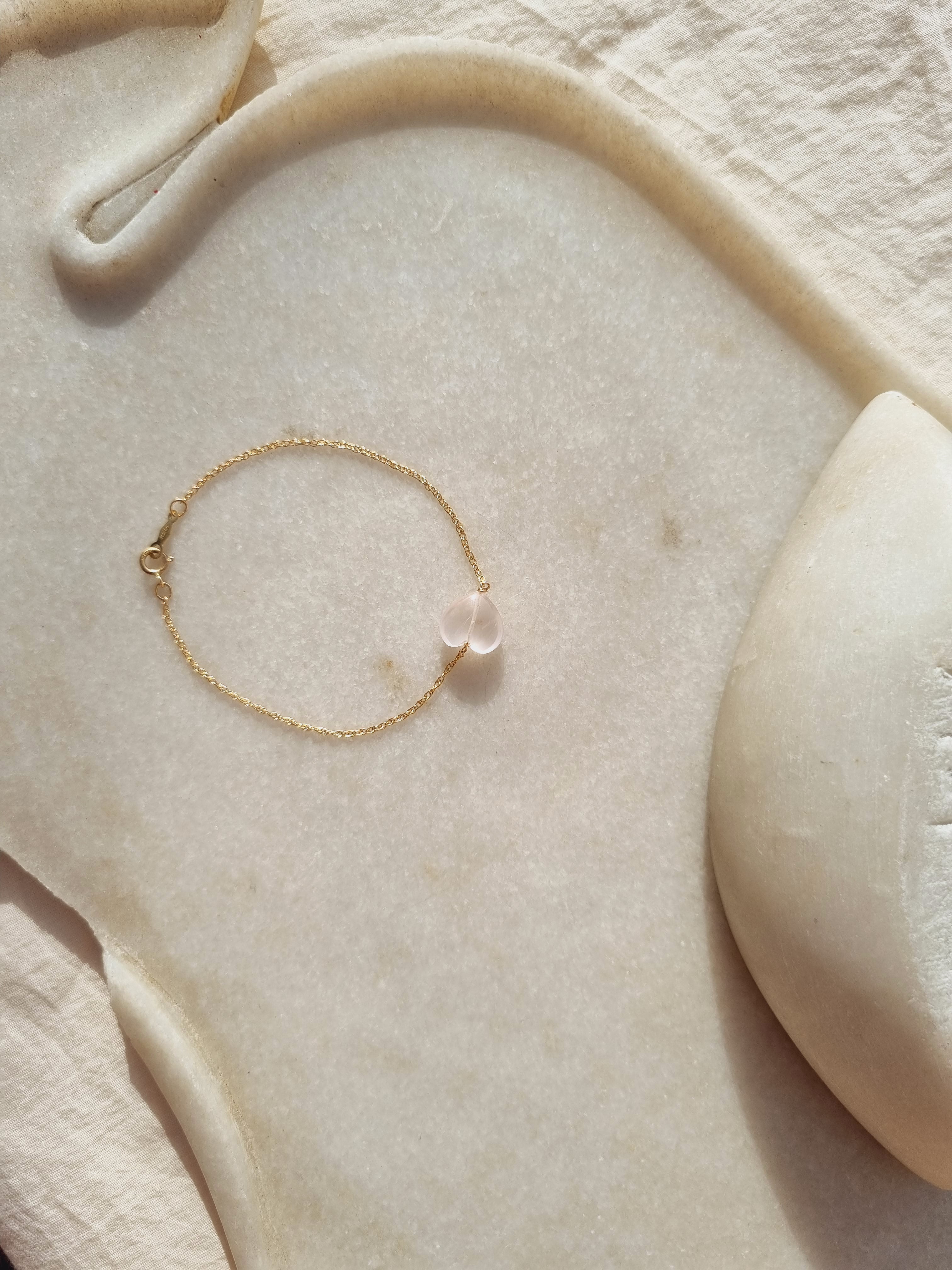 kauri- Rose Quartz Heart Bracelet