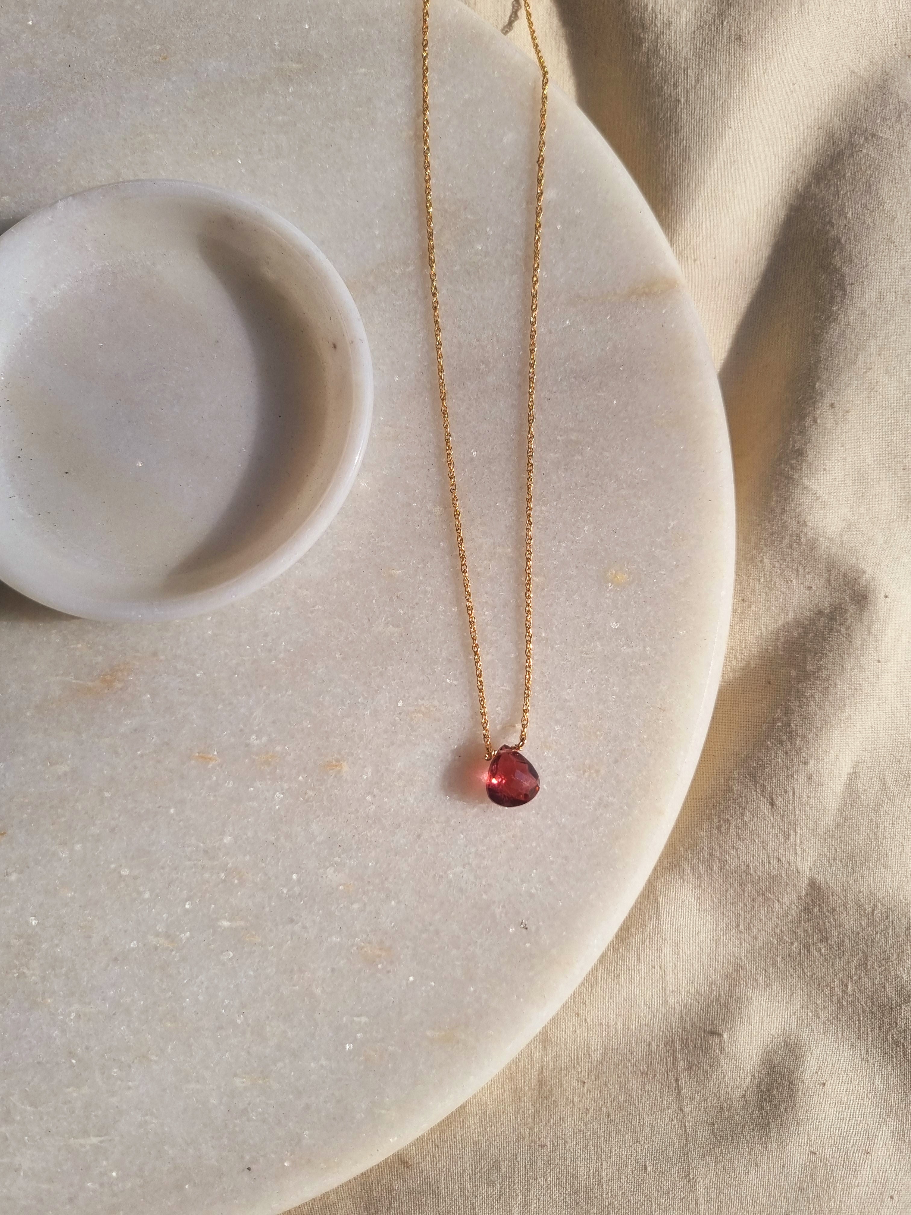 iyate - Pink Tourmaline Almond Drop Pendant