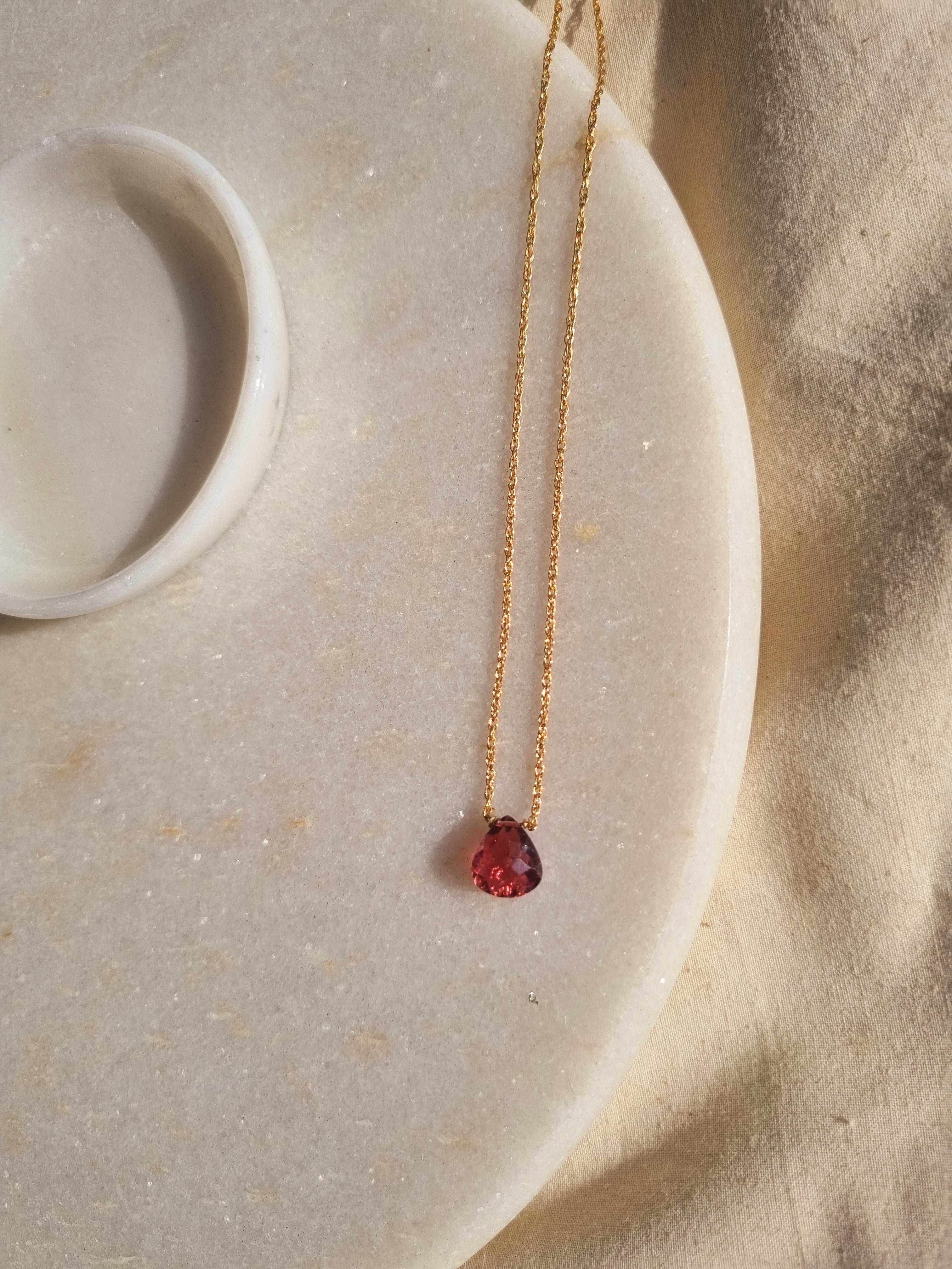 iyate - Pink Tourmaline Almond Drop Pendant