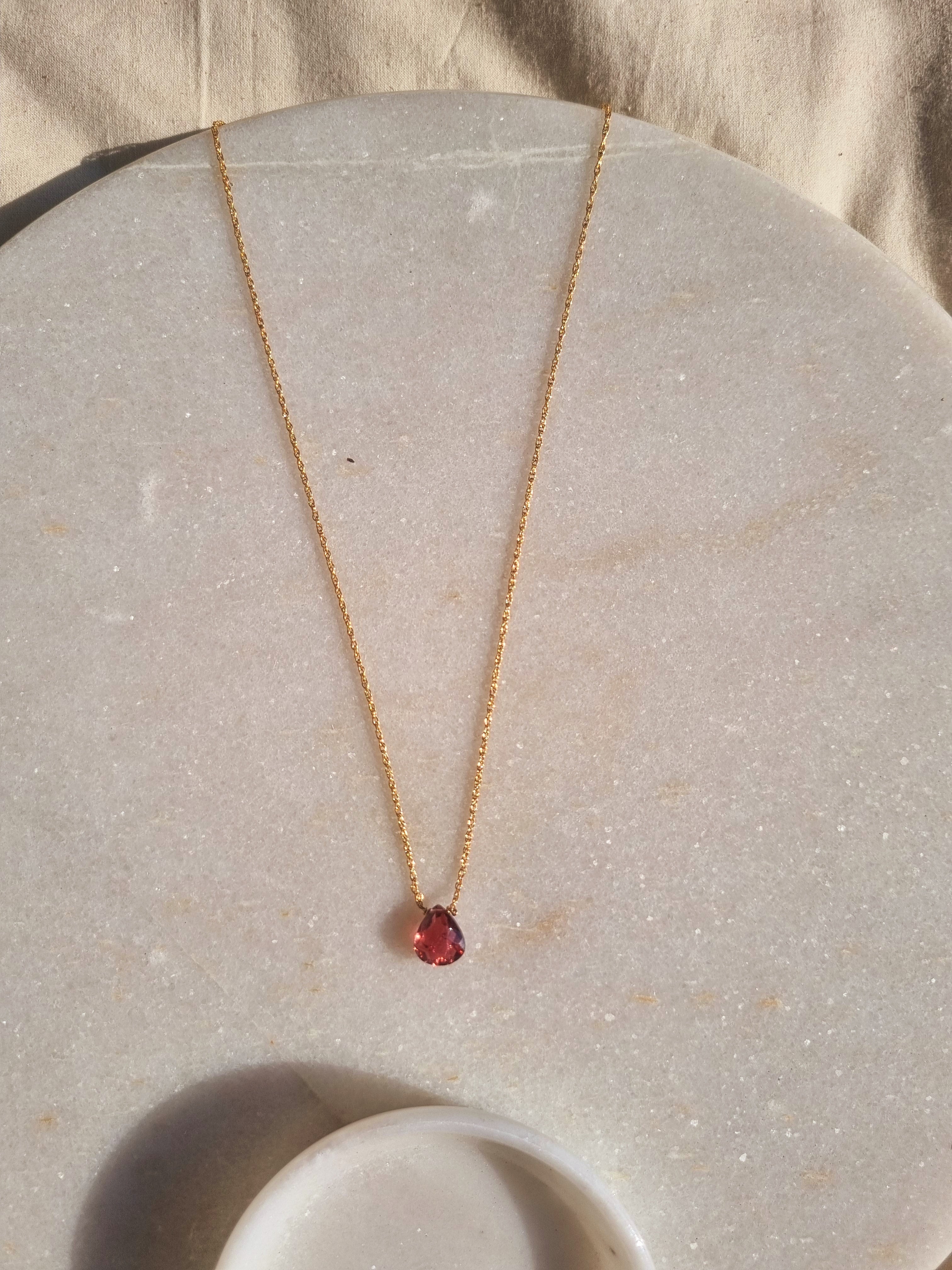 iyate - Pink Tourmaline Almond Drop Pendant