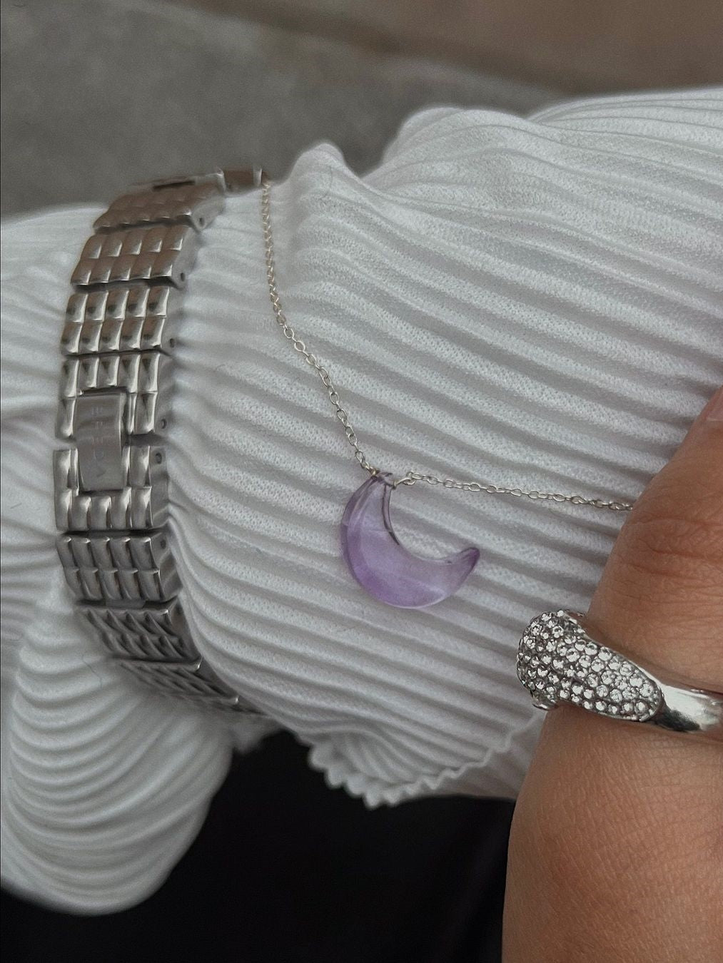 adhva - Amethyst Luna Pendant
