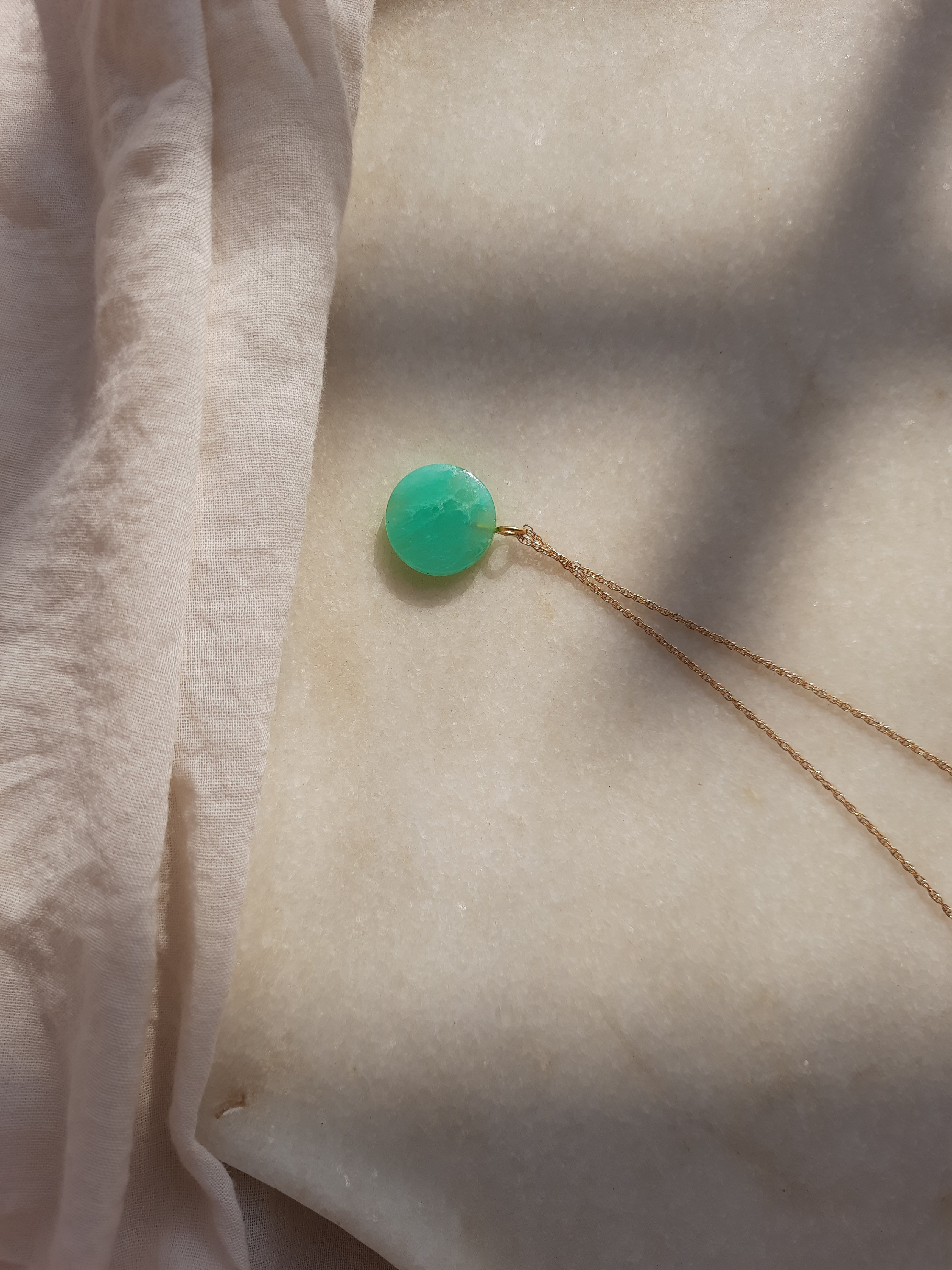 vaya - Chrysoprase Coin Pendant