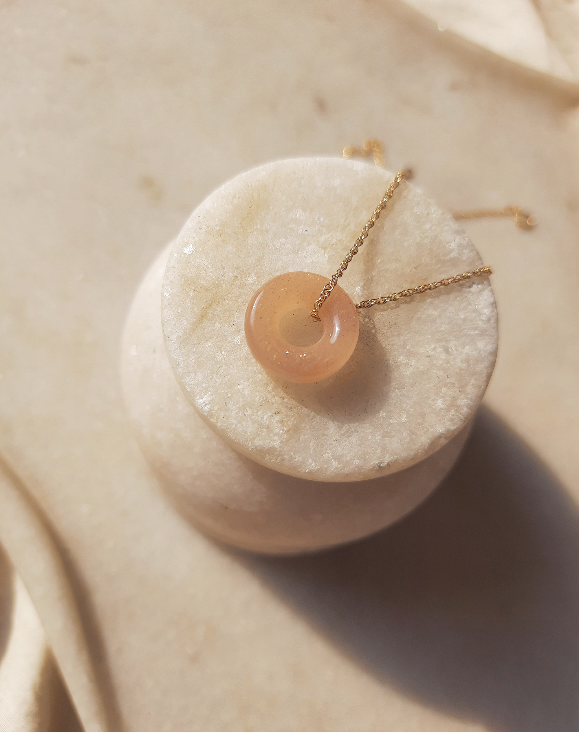 svan - Peach Moonstone Ring Pendant