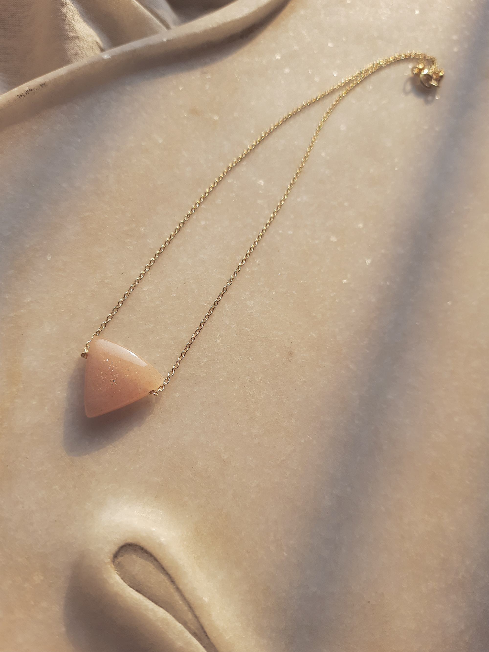 nirva - Peach Moonstone Tikona Pendant