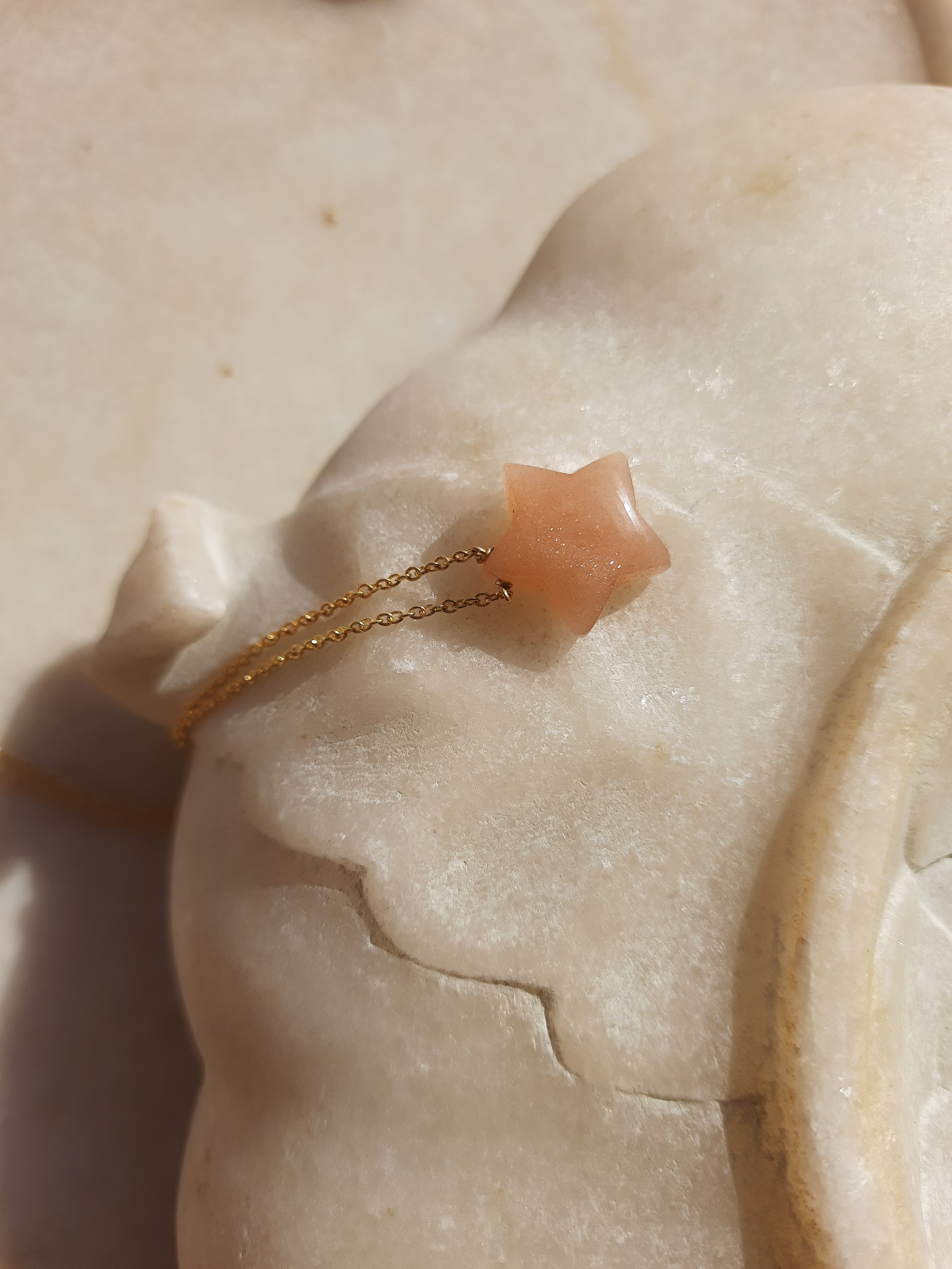 revati - Peach Moonstone Star Pendant