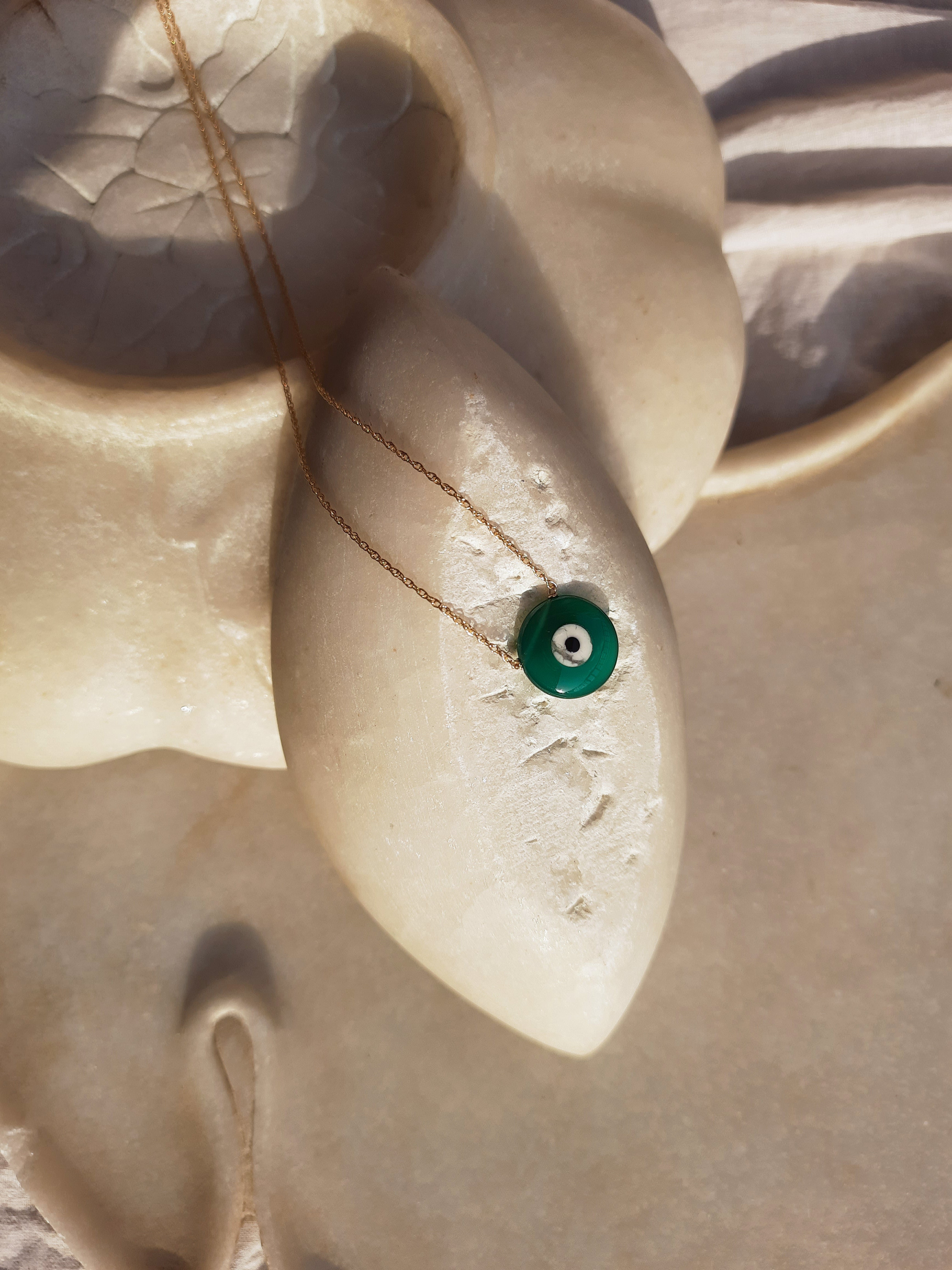 vedava - Green Onyx Evil Eye Pendant