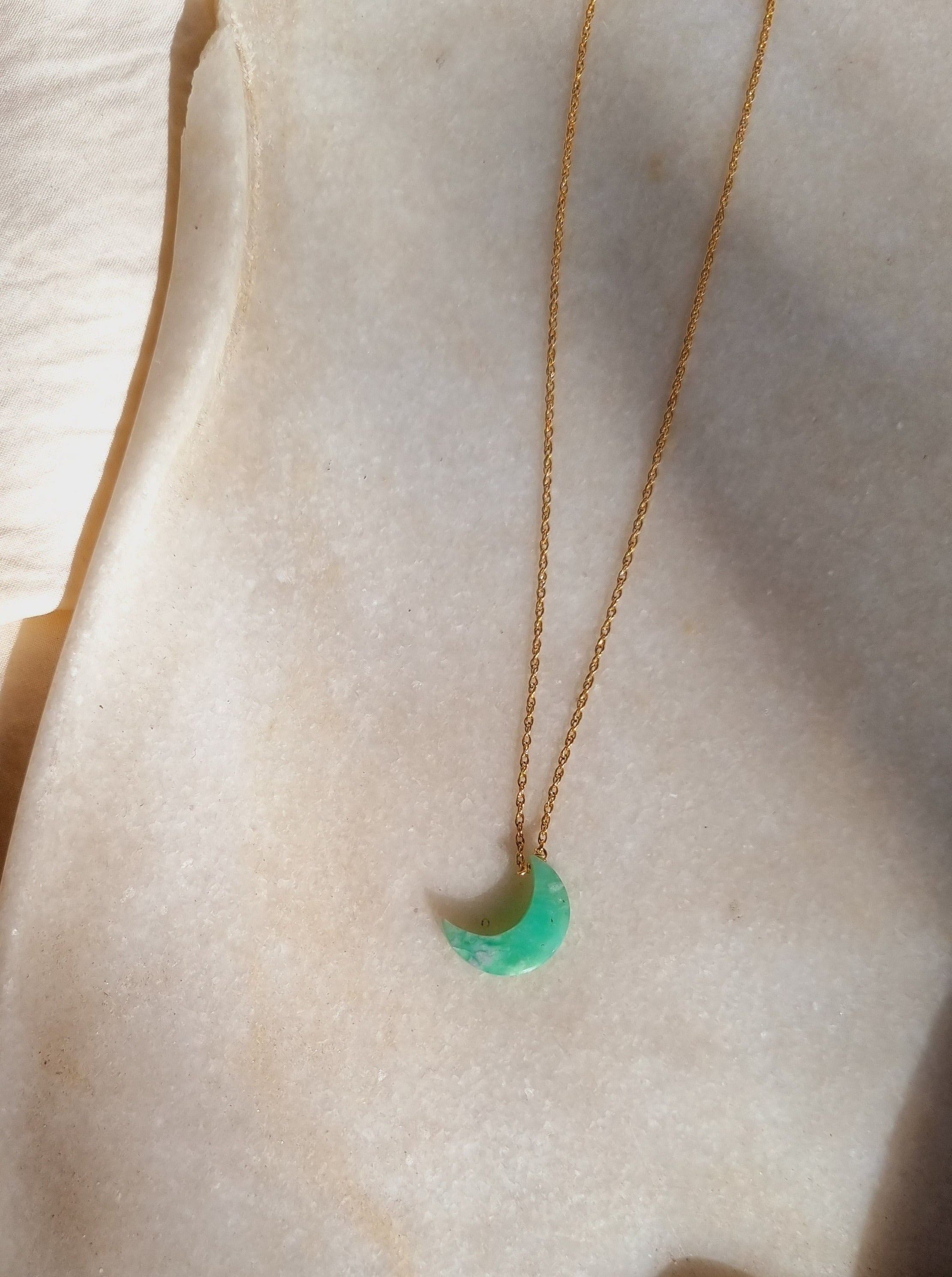 adhva - Chrysoprase Luna Pendant