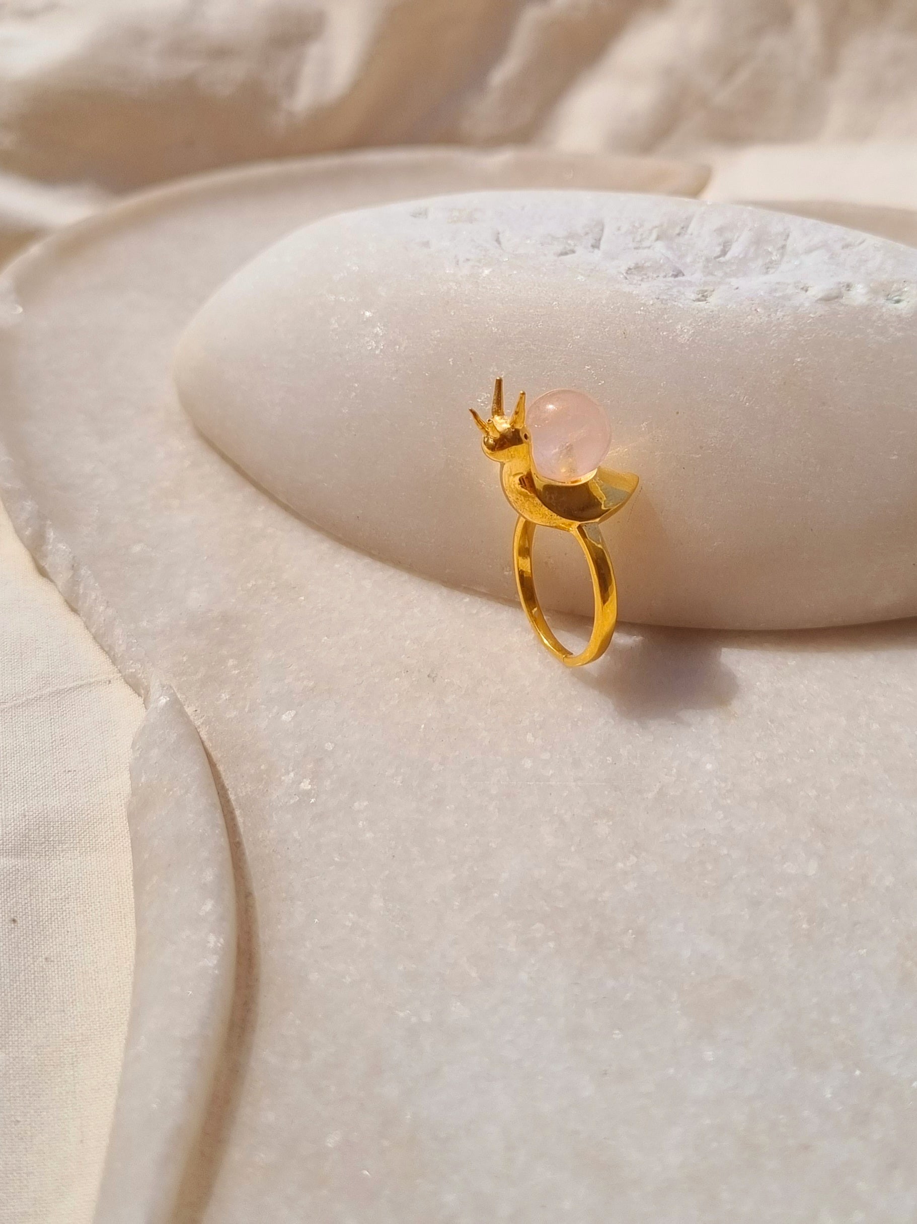 snail - Rose Quartz Ring