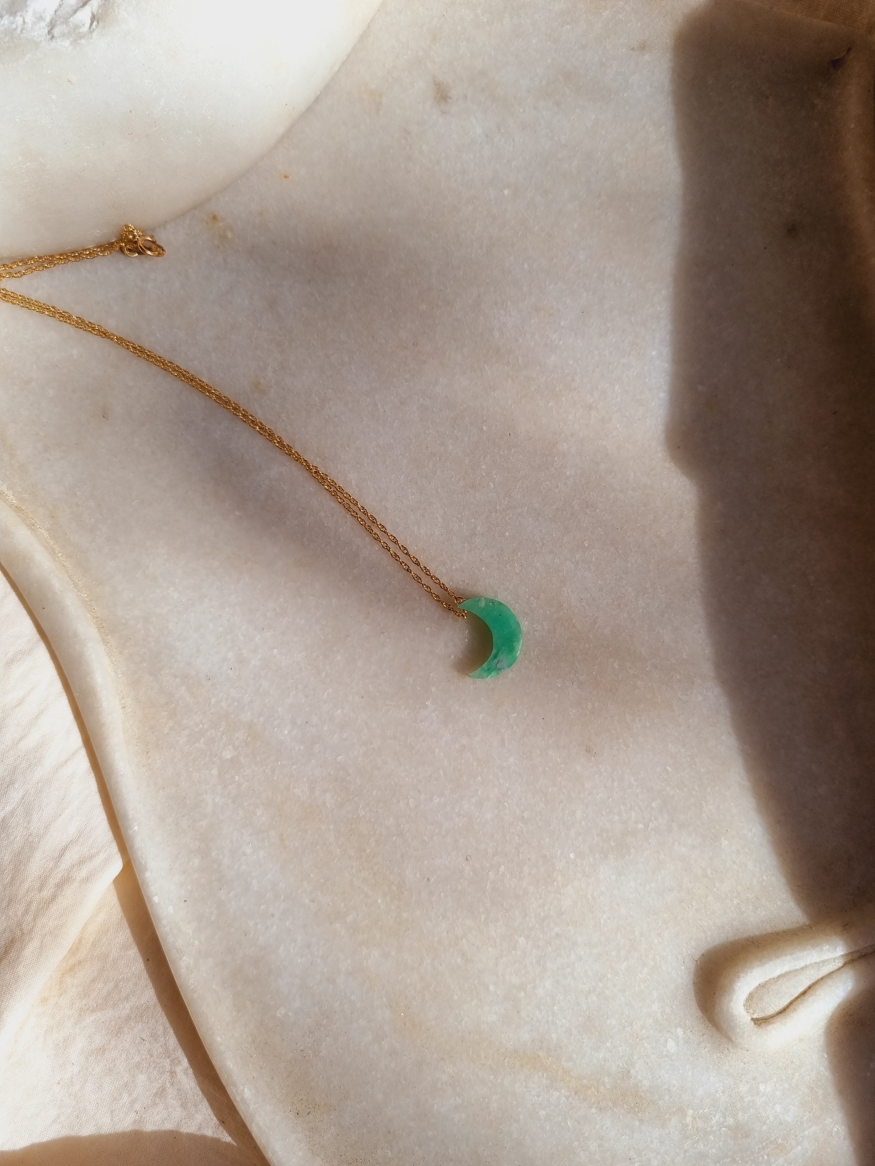 adhva - Chrysoprase Luna Pendant