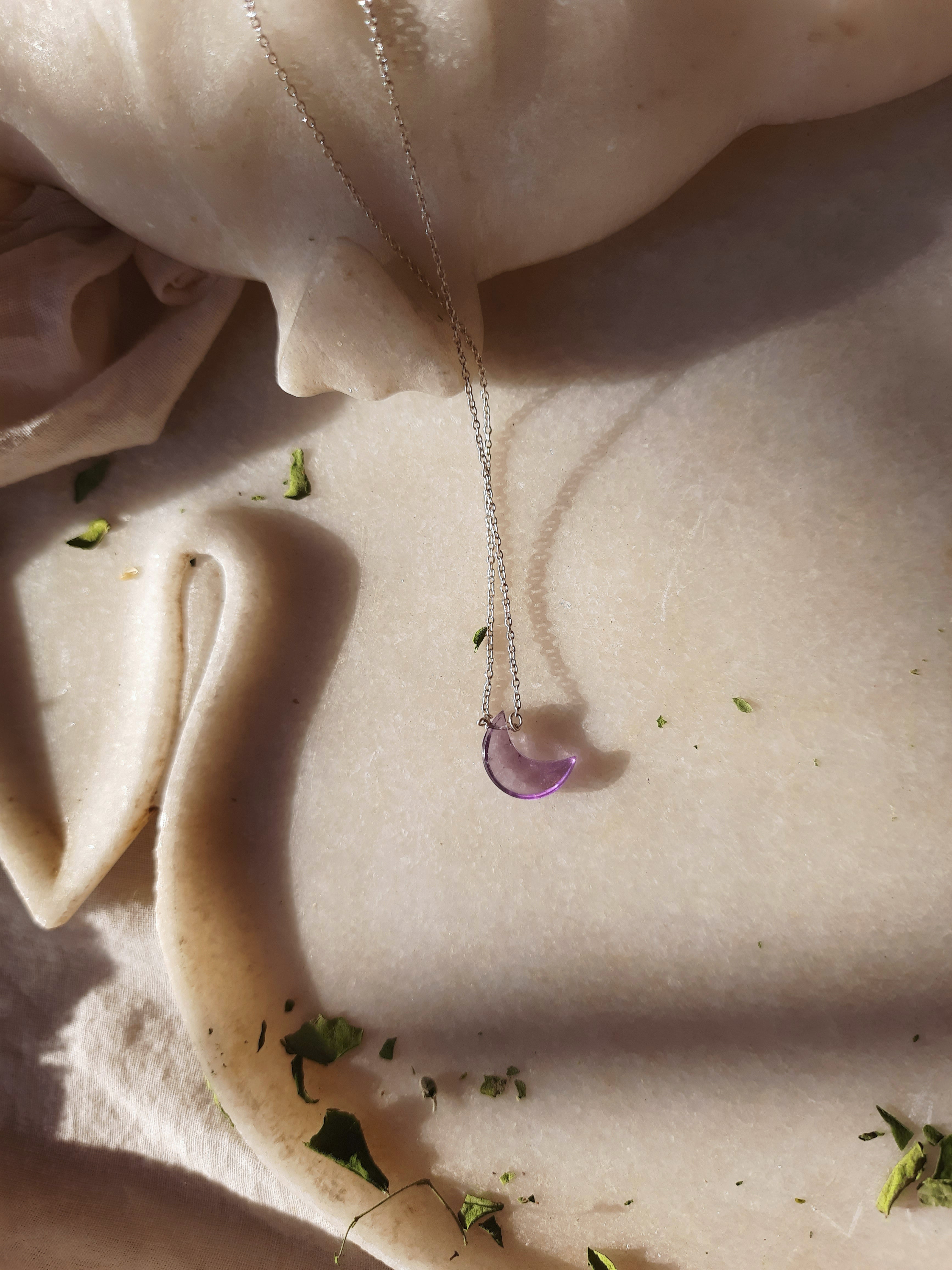 adhva - Amethyst Luna Pendant