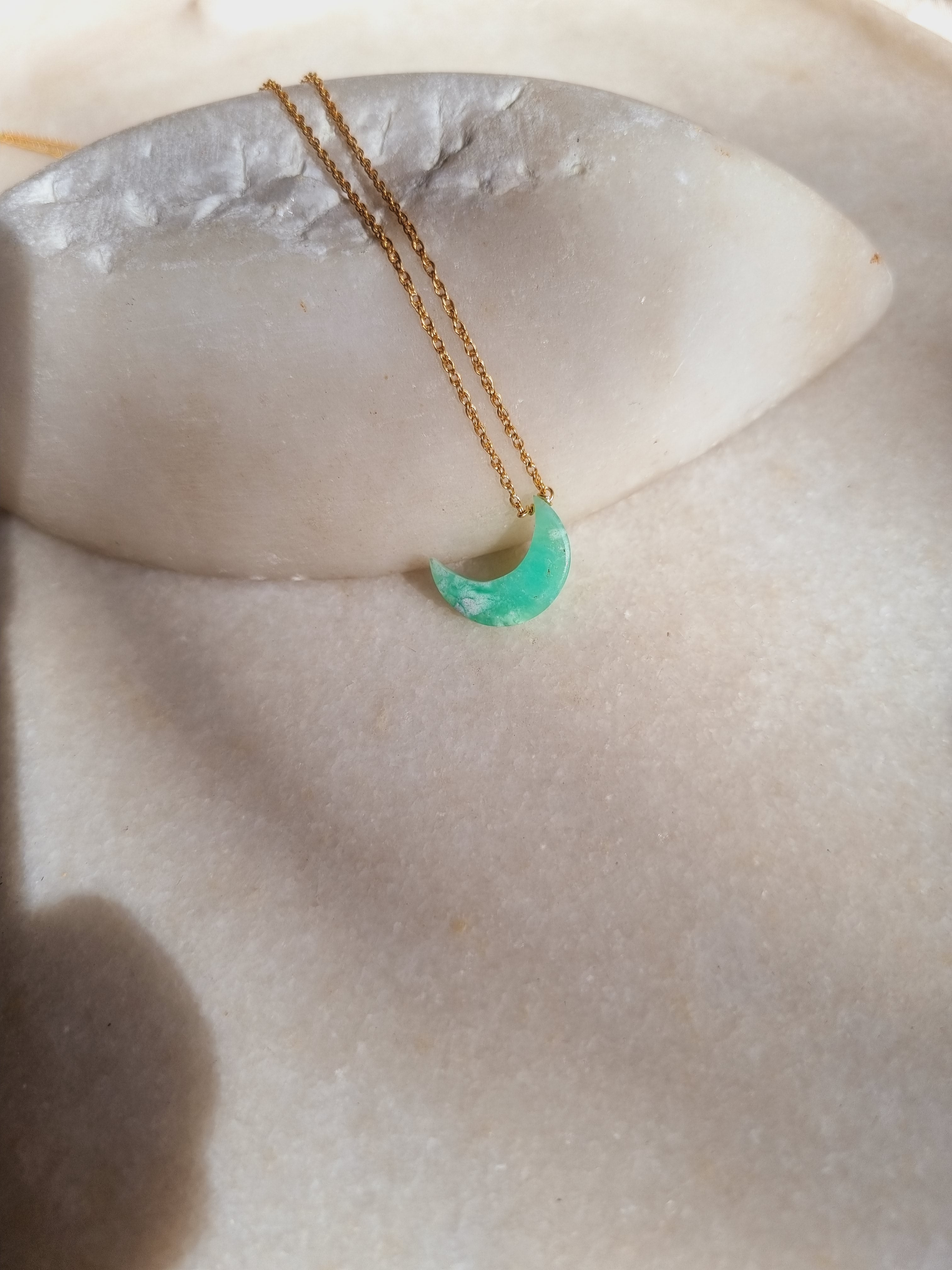 adhva - Chrysoprase Luna Pendant