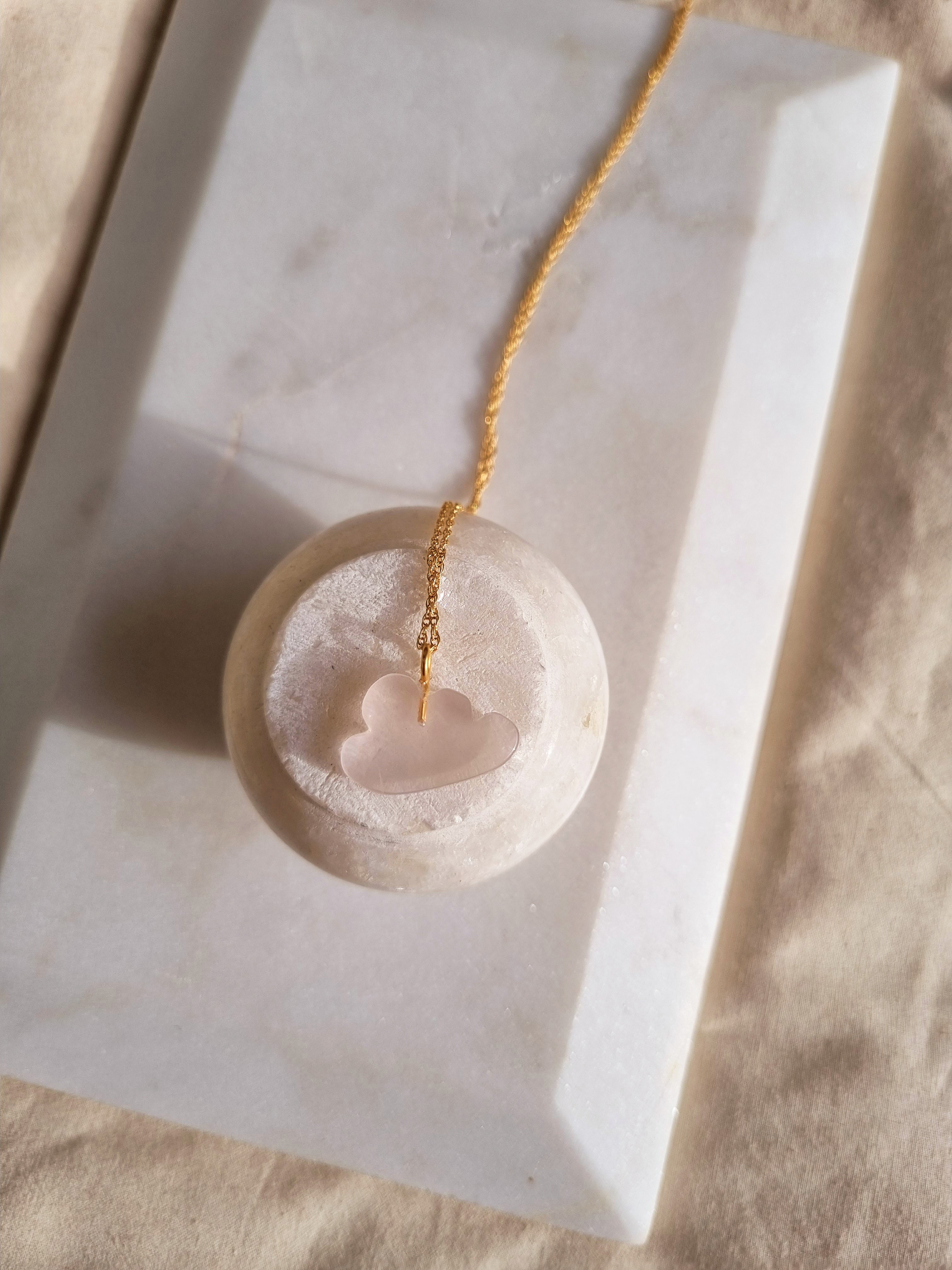 megh - Rose Quartz Cloud Pendant