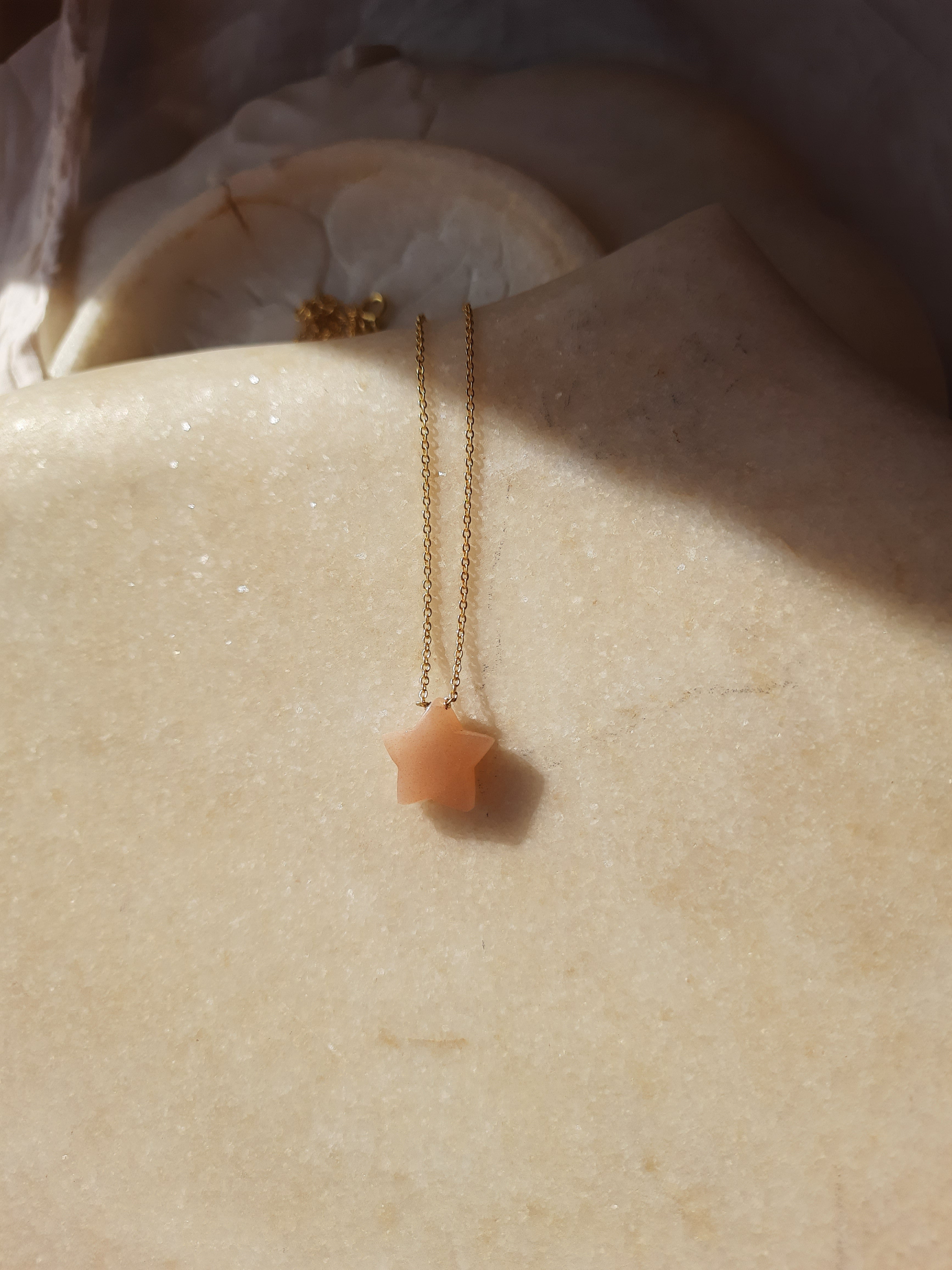 revati - Peach Moonstone Star Pendant