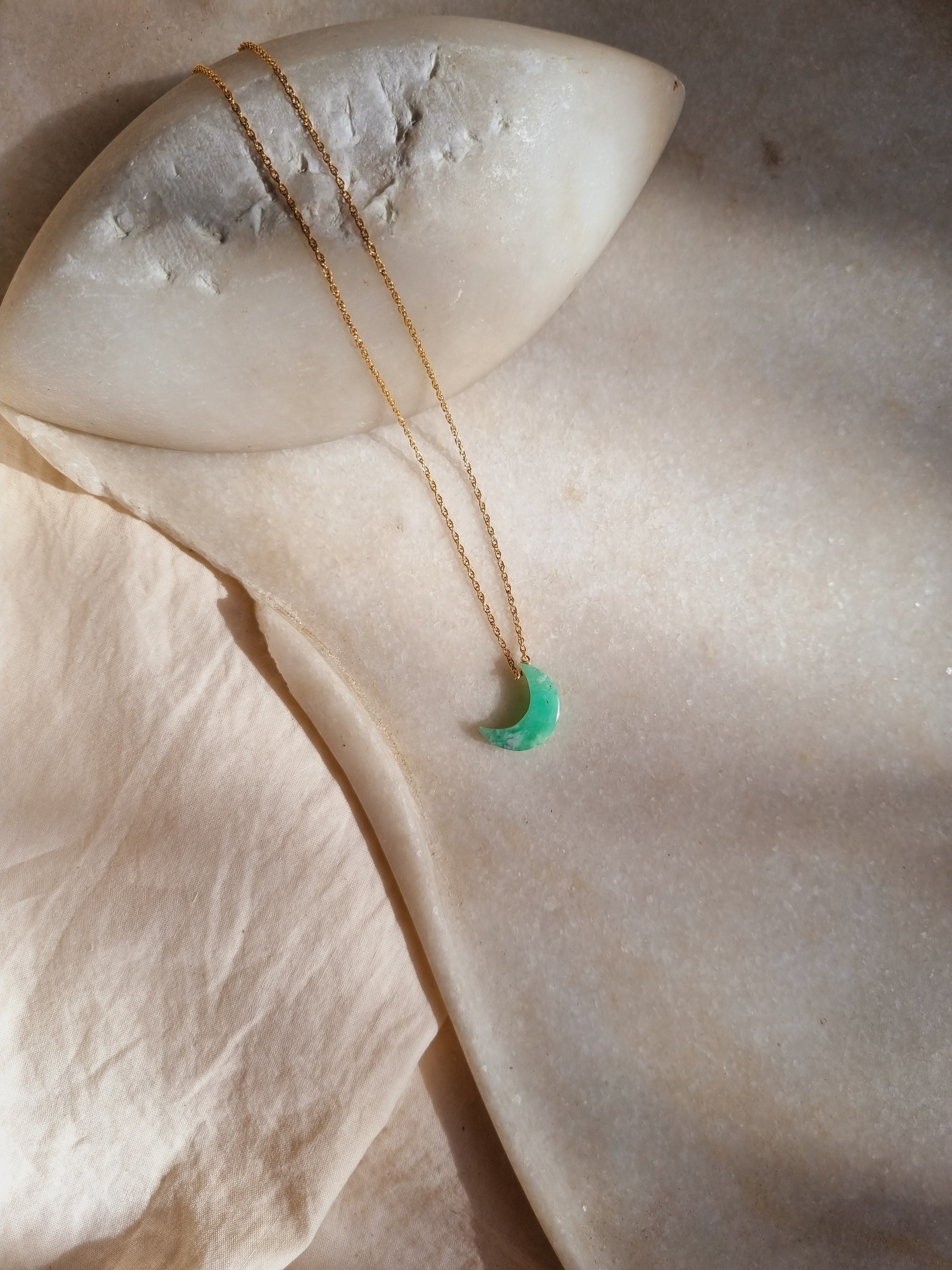 adhva - Chrysoprase Luna Pendant