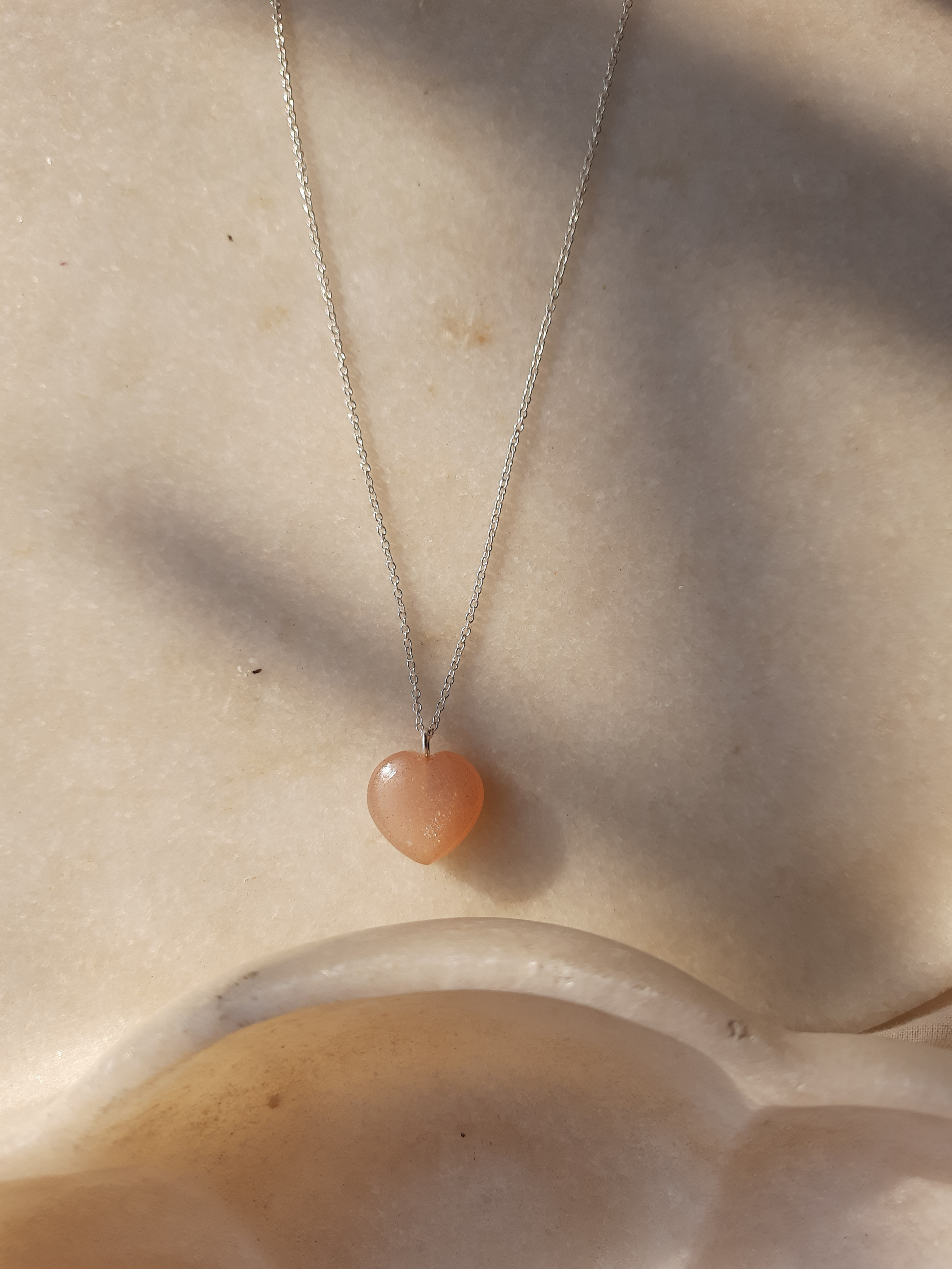 adya - Peach Moonstone Heart Pendant