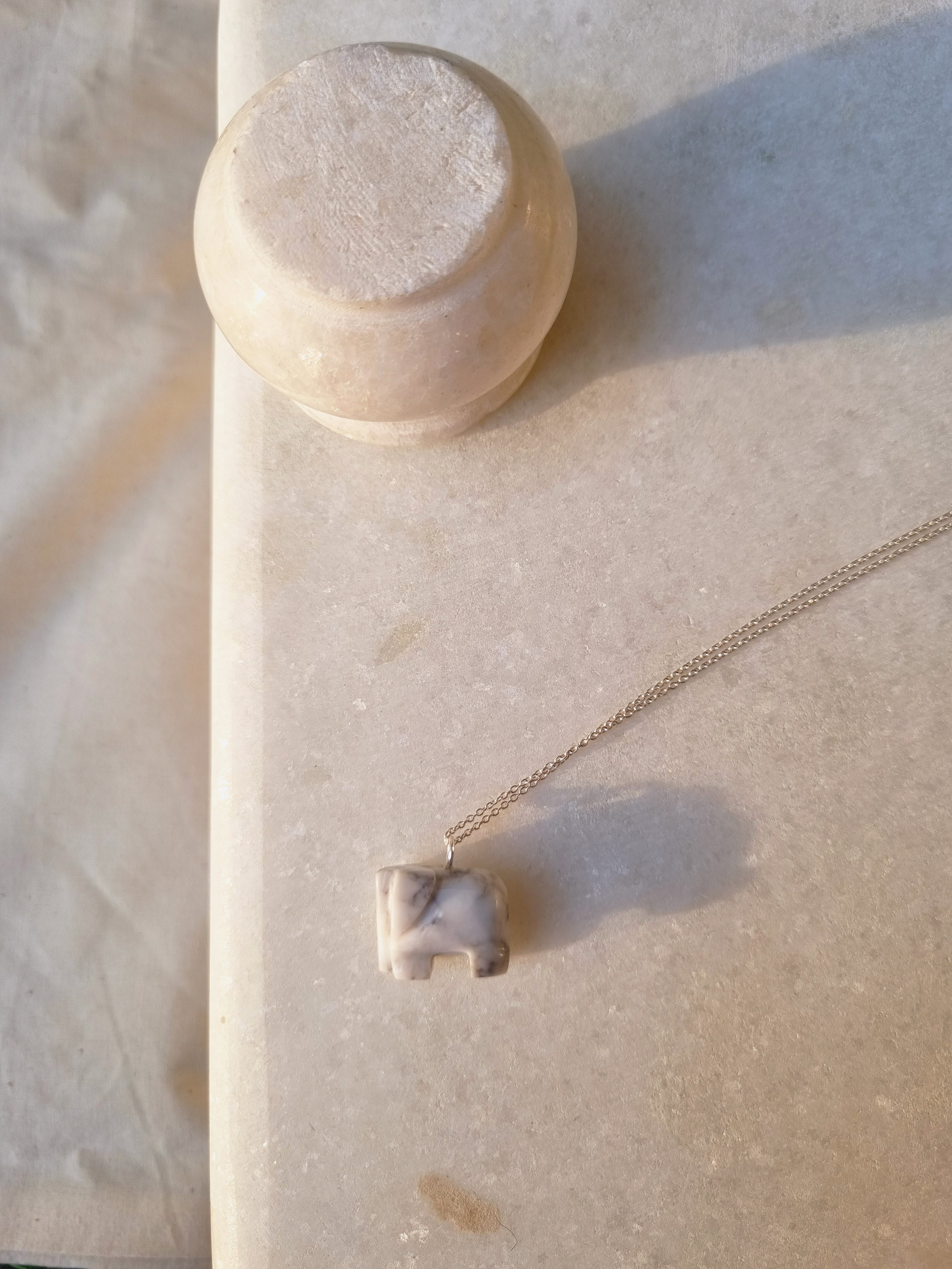 haati - Howlite Elephant Pendant