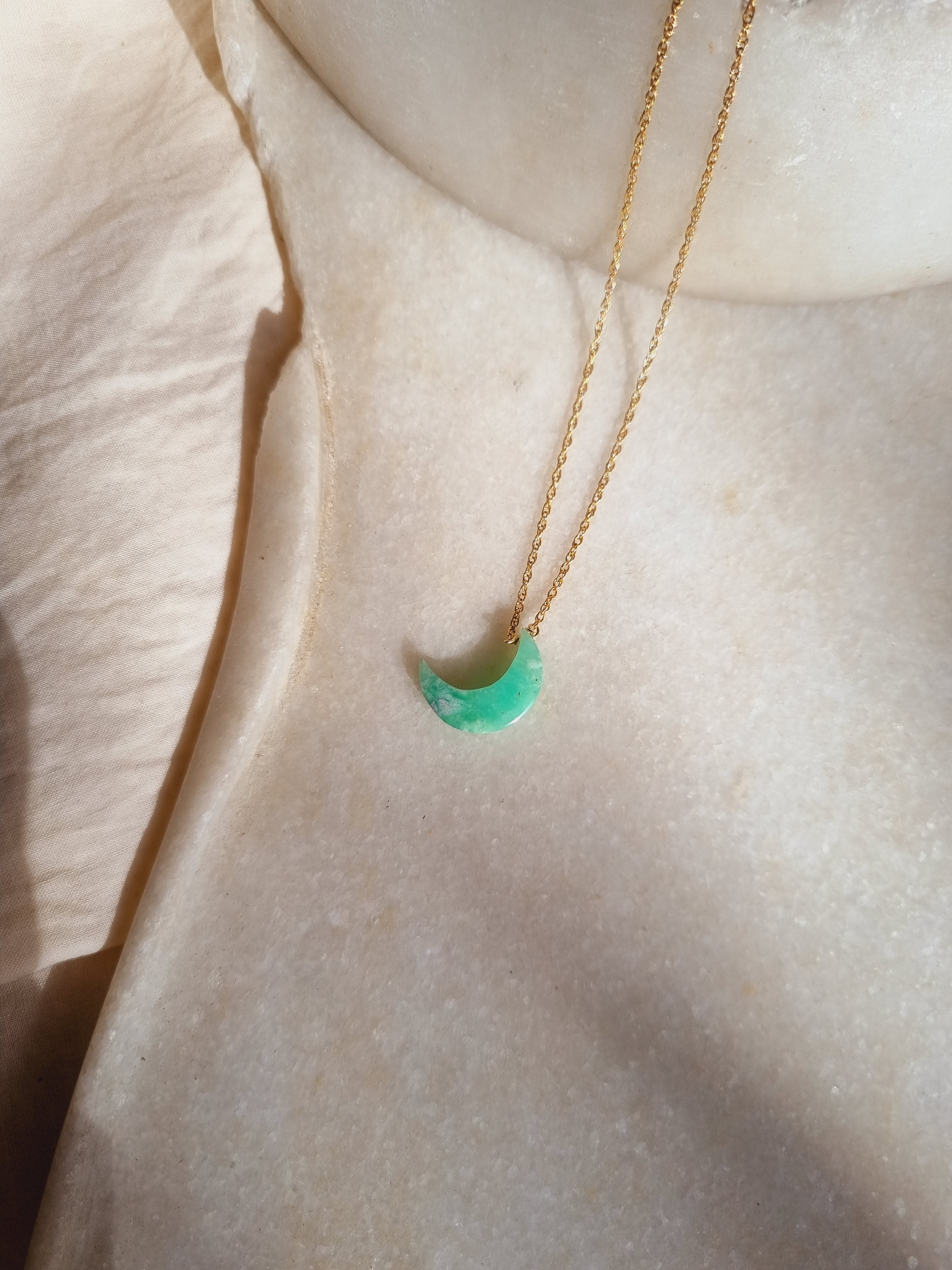 adhva - Chrysoprase Luna Pendant