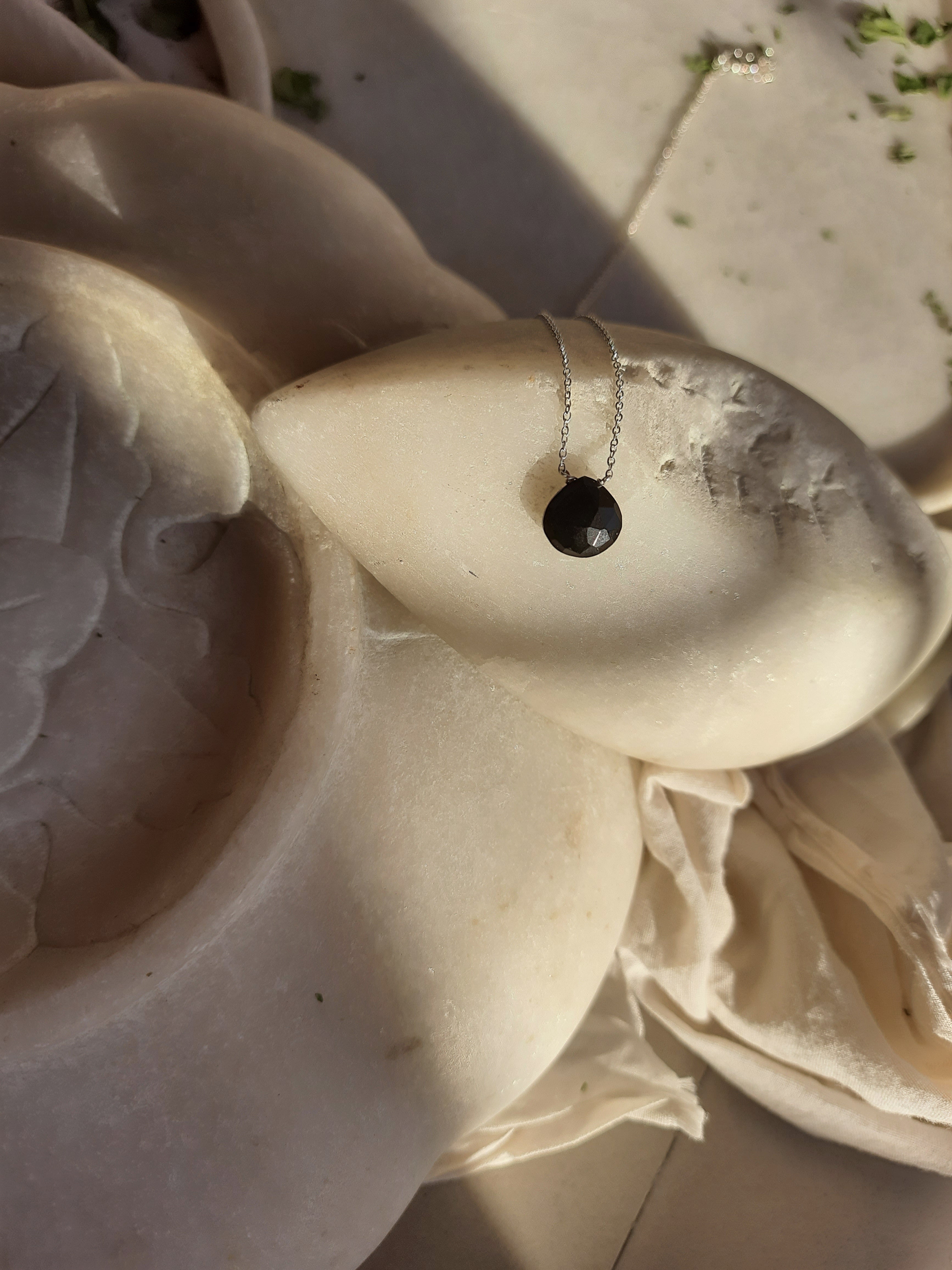 vyam - Black Onyx Heart Shaped Drop Pendant