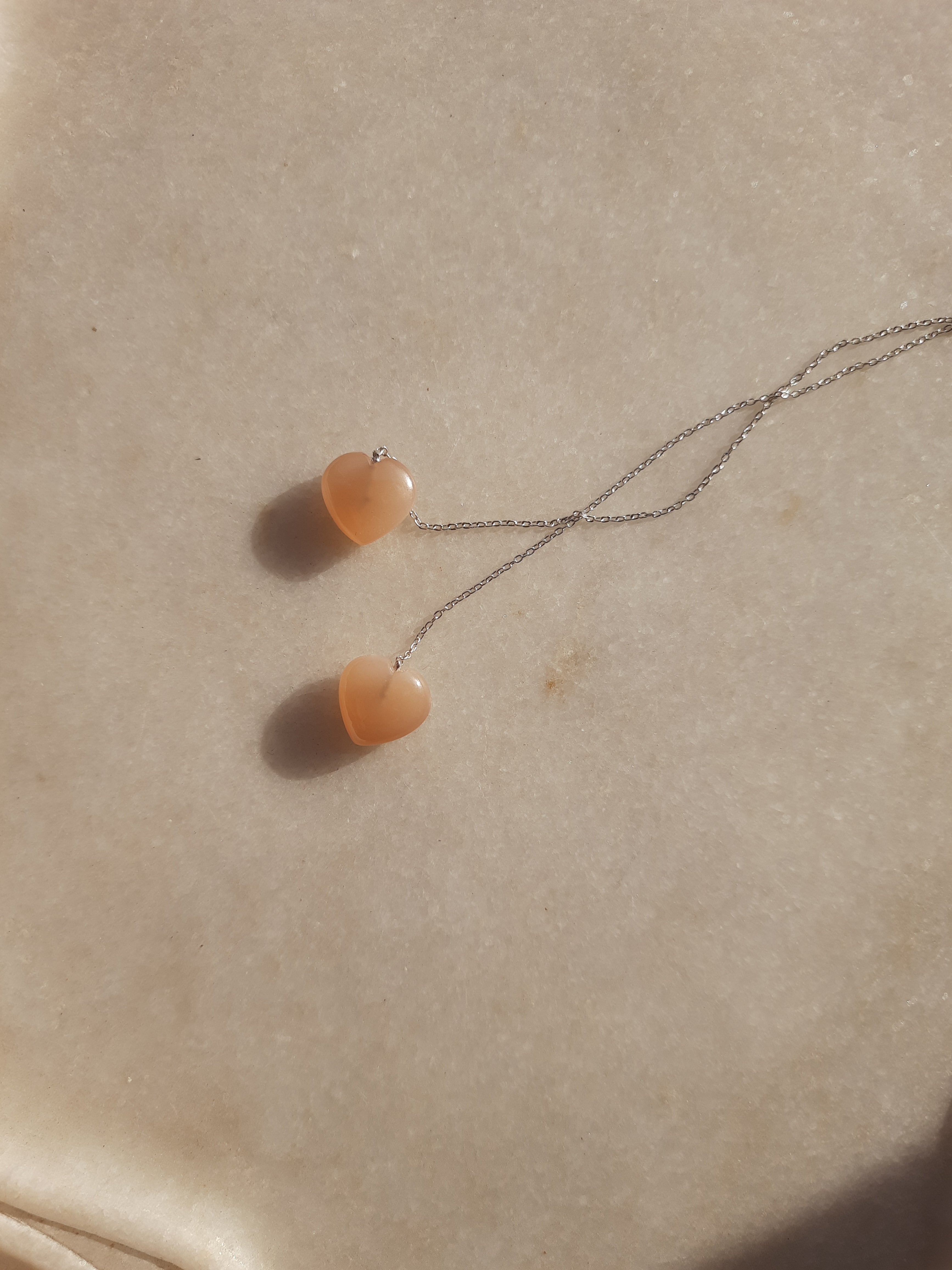 adyati - Peach Heart Threader Earrings