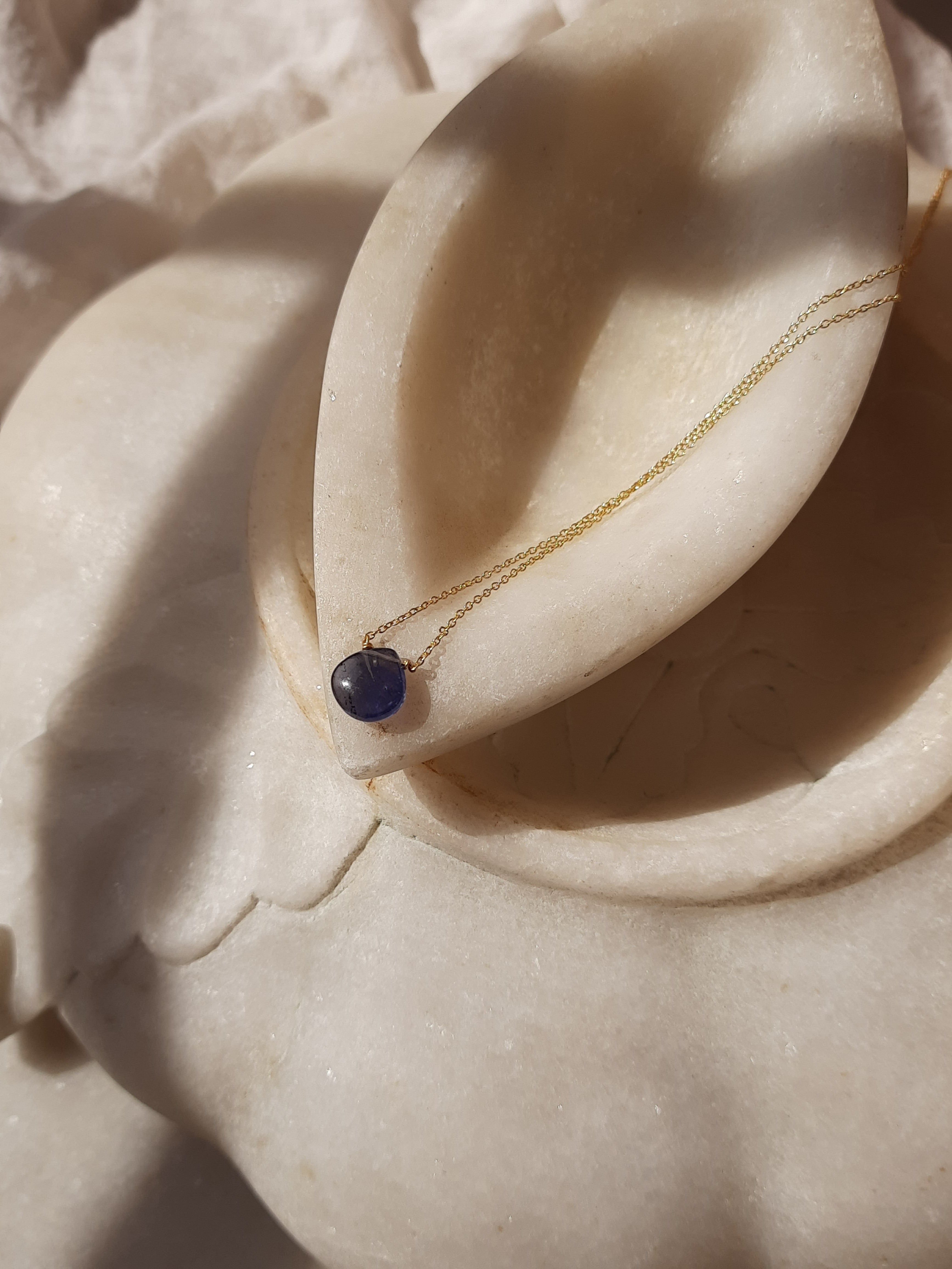 sete - Iolite Heart Shaped Drop Pendant