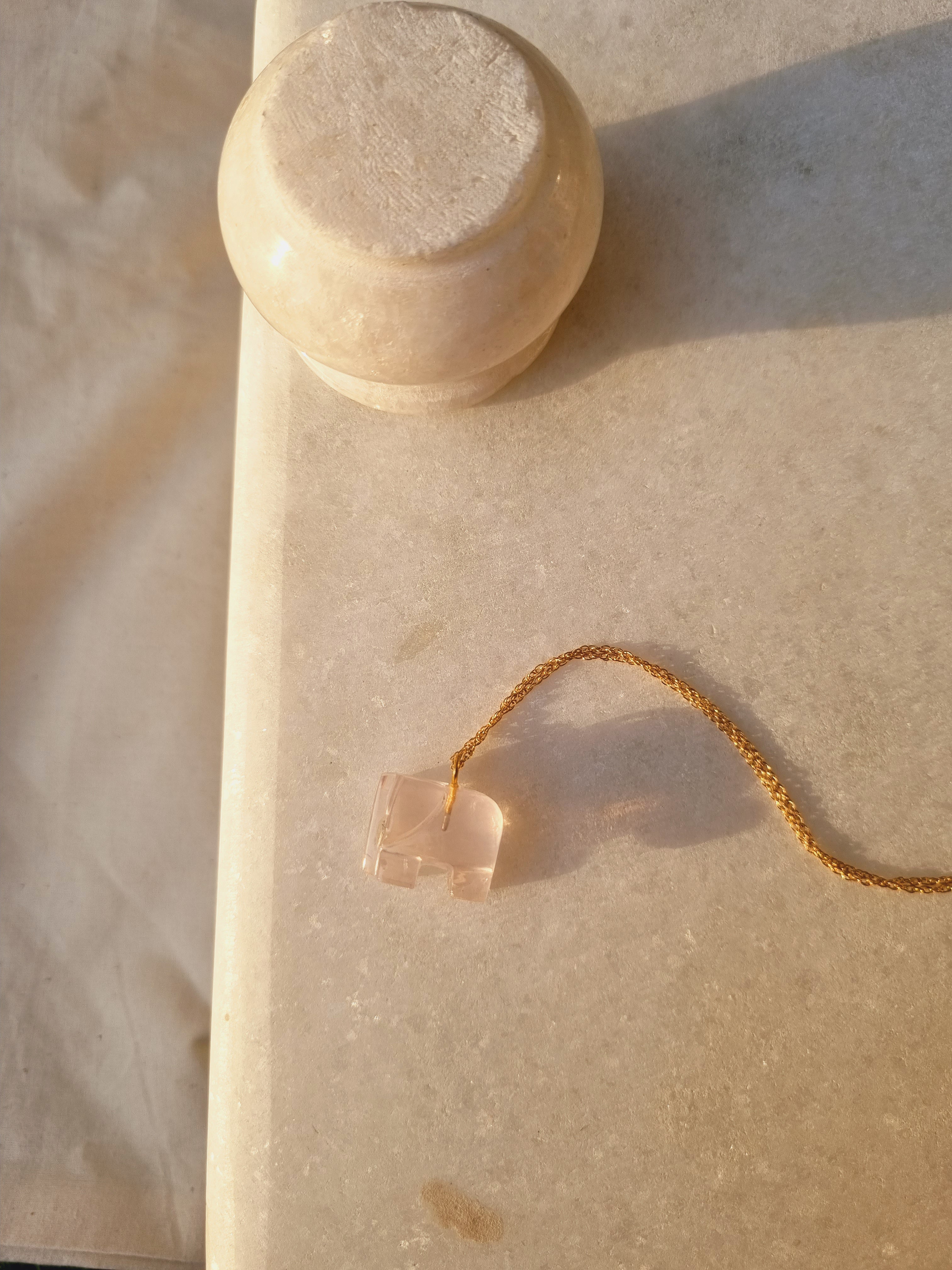 haati - Rose Quartz Elephant Pendant