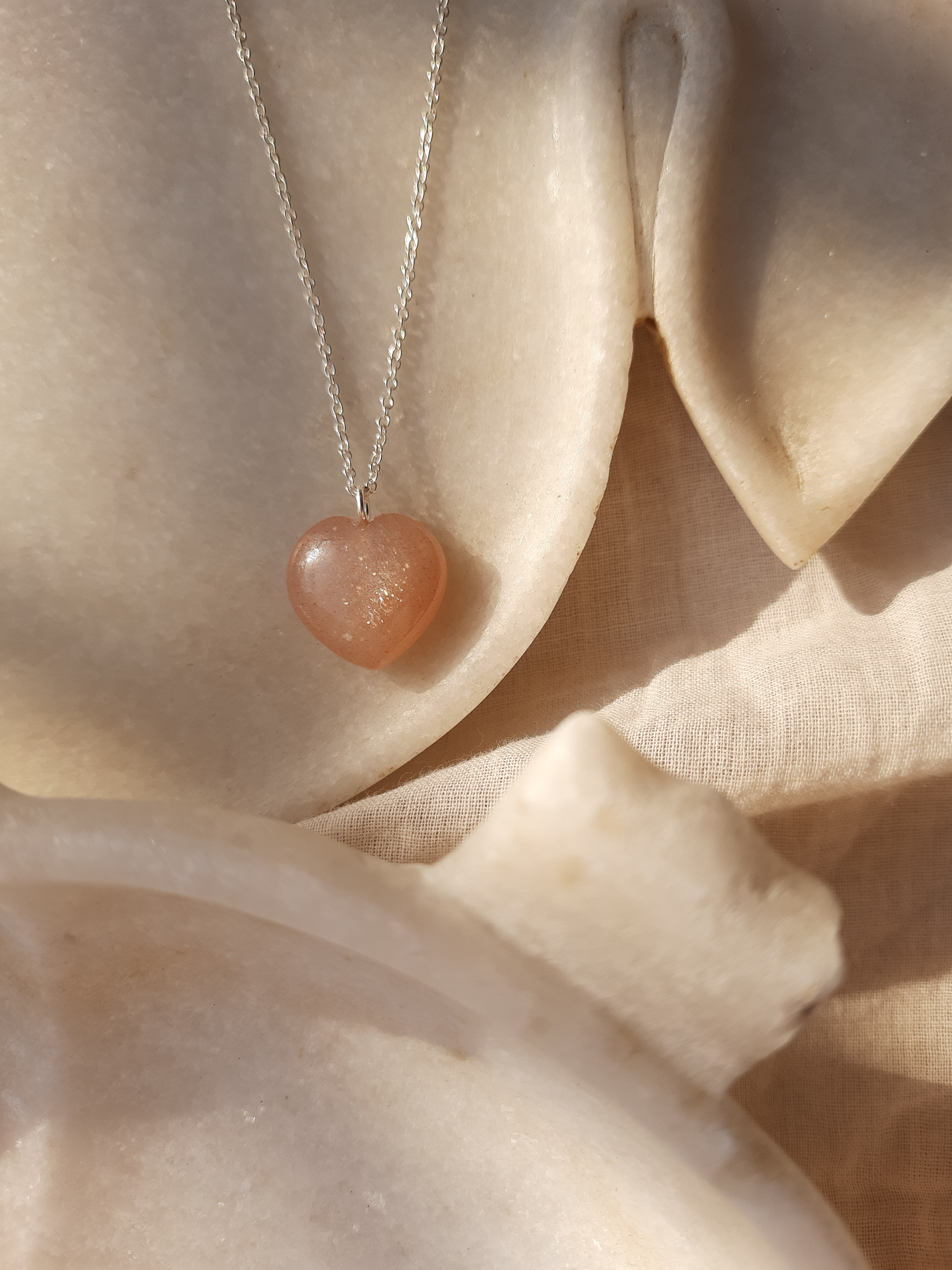 adya - Peach Moonstone Heart Pendant