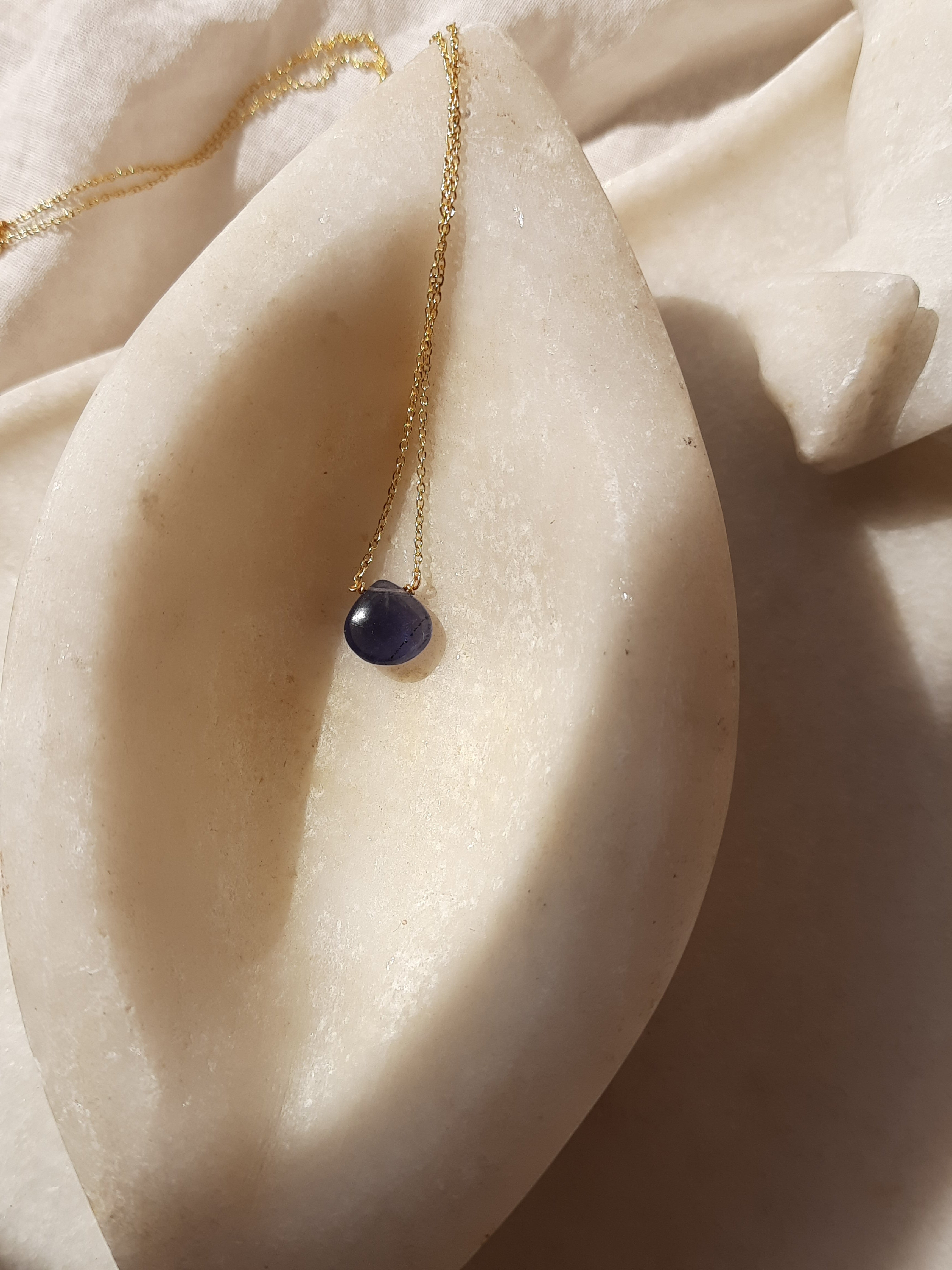 sete - Iolite Heart Shaped Drop Pendant