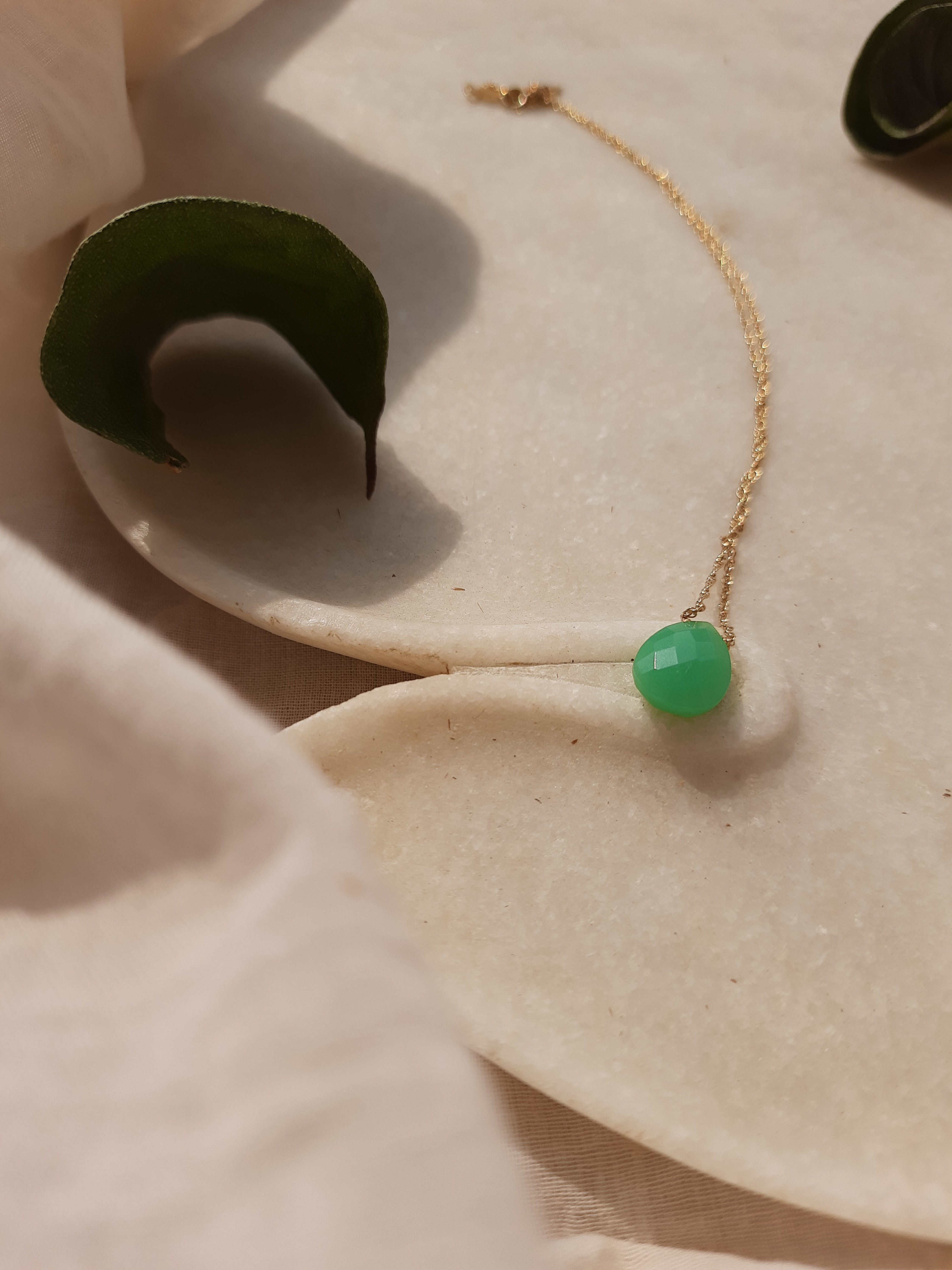 iyate - Chrysoprase Almond Drop Pendant