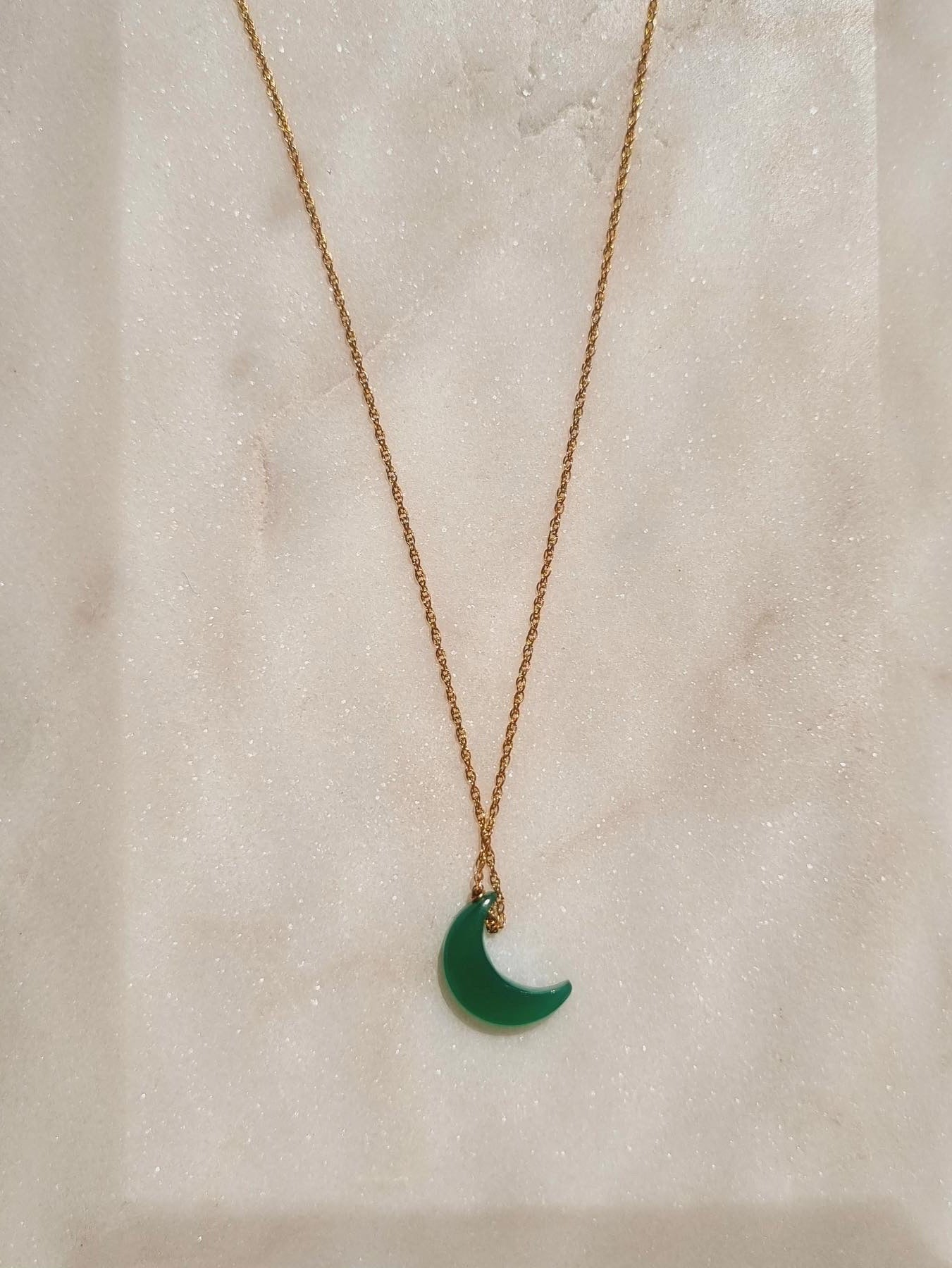 adhva - Green Onyx Luna Pendant