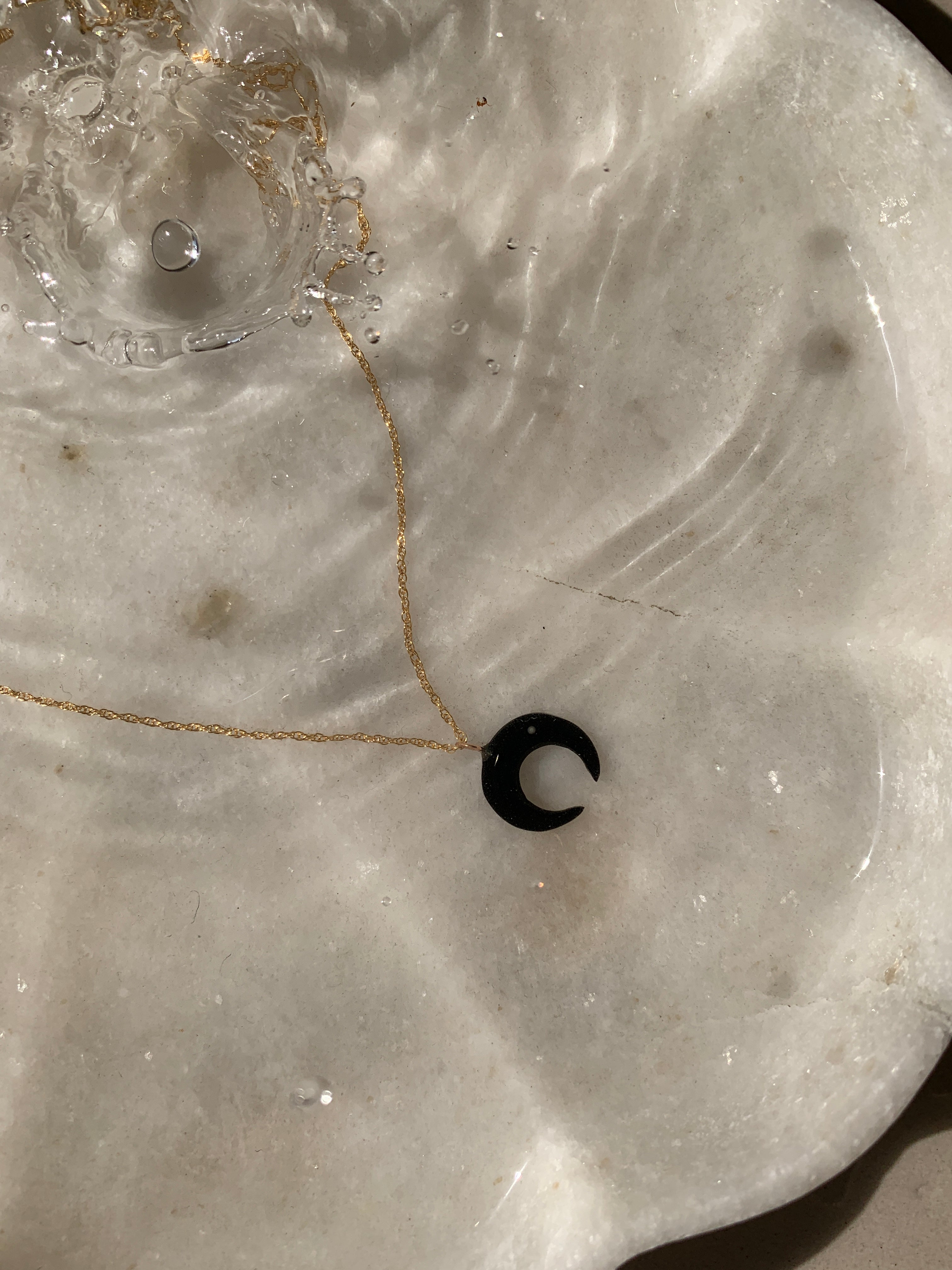 koka - Black Onyx Moon Pendant