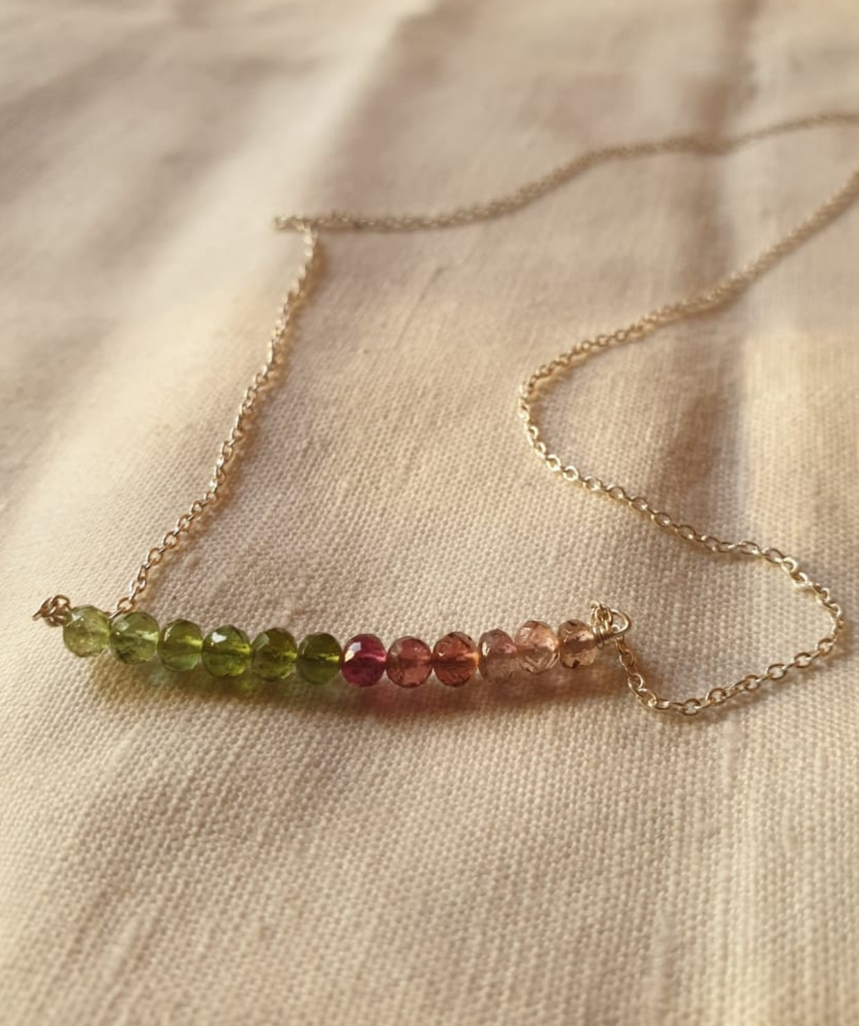 antilae - Pink Green Tourmaline Bar Pendant