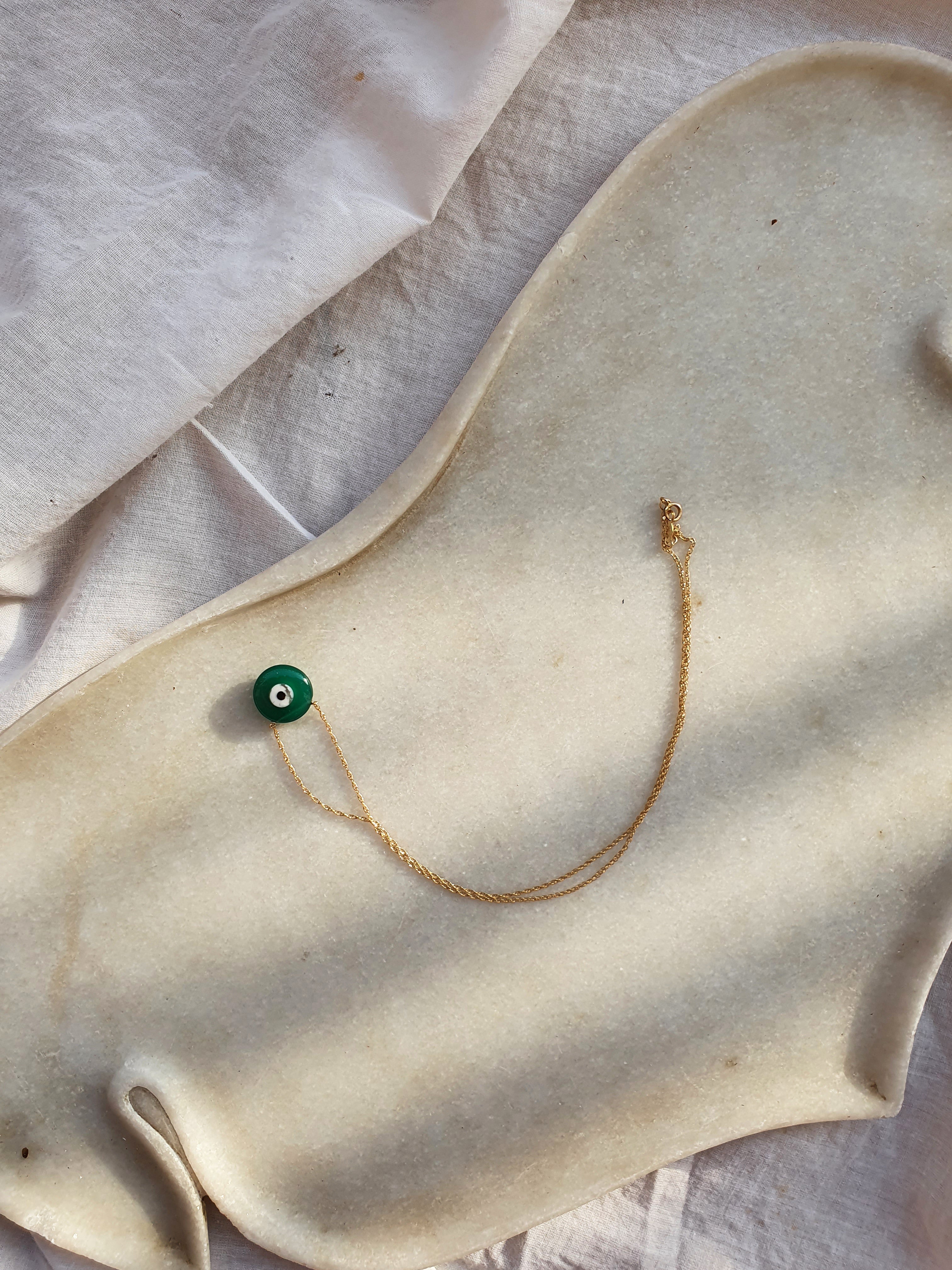 vedava - Green Onyx Evil Eye Pendant