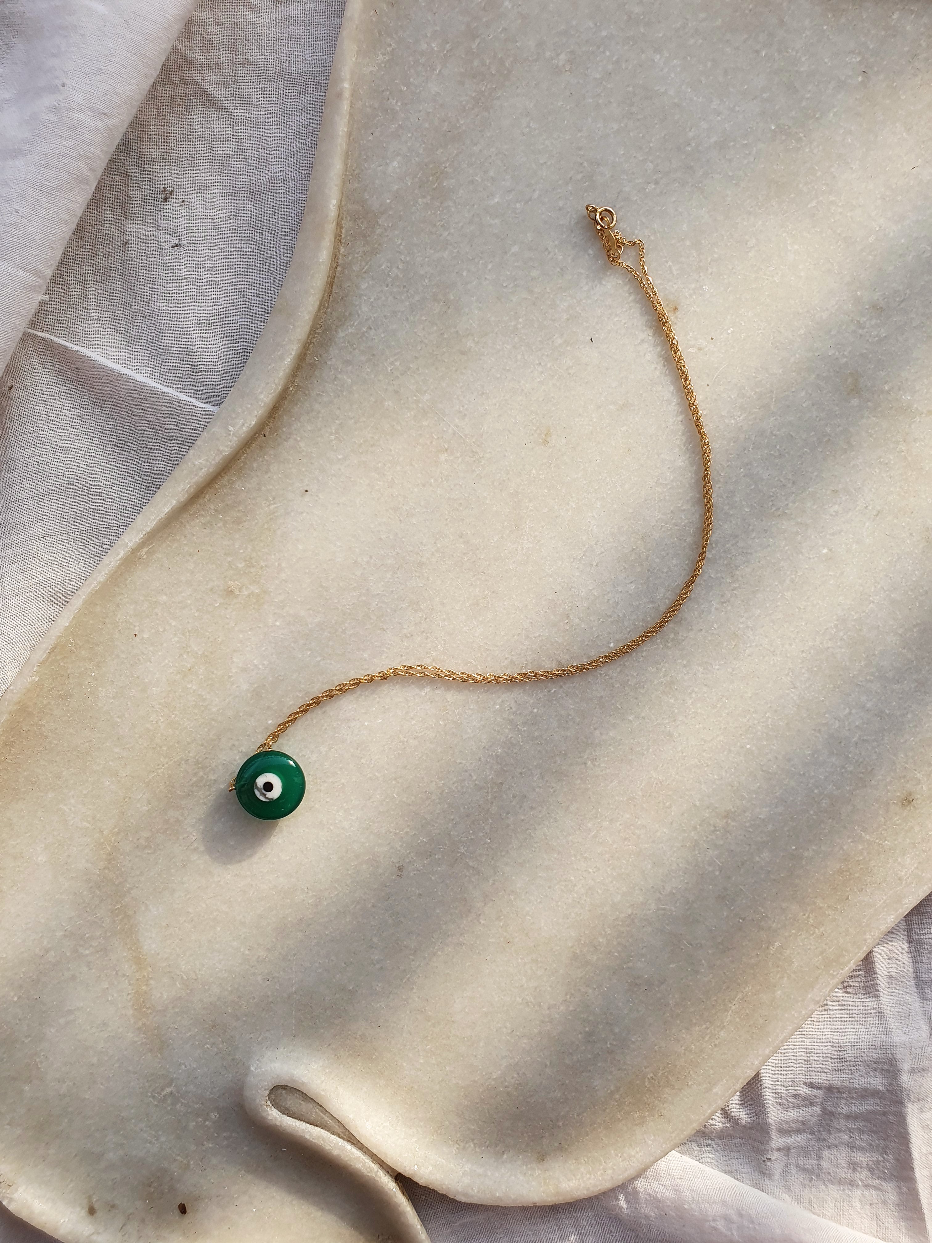 vedava - Green Onyx Evil Eye Pendant